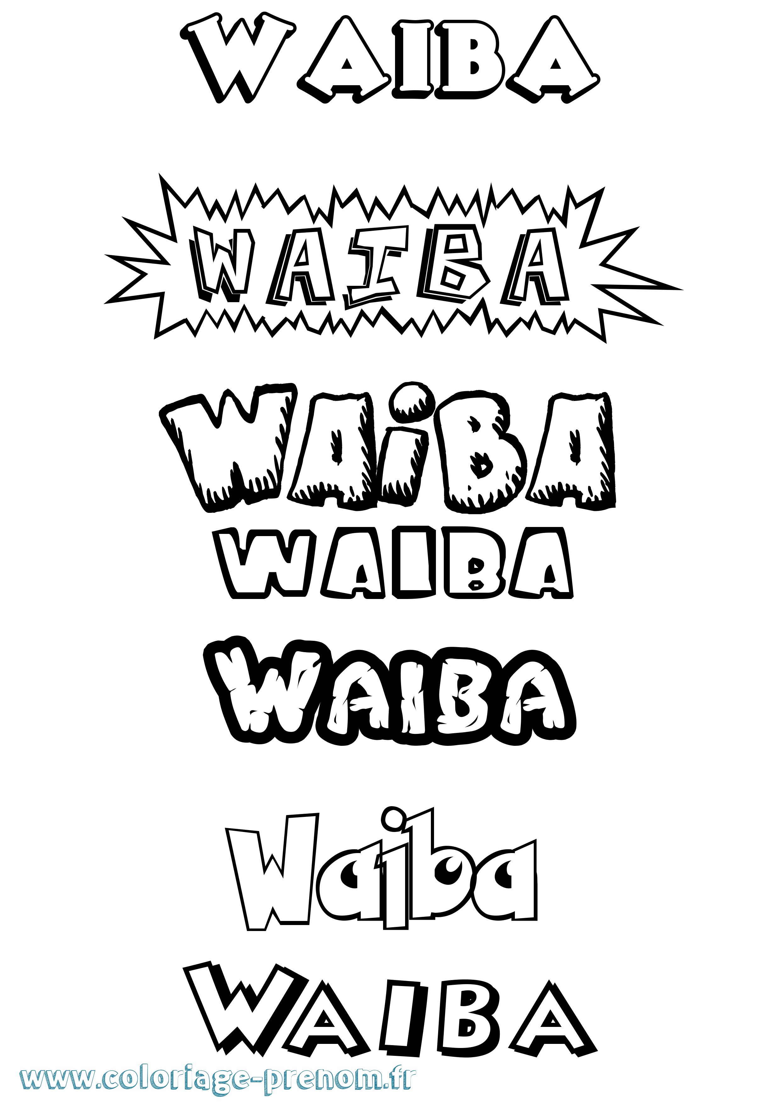 Coloriage Waiba Dessin Animé Coloriage prénom Waiba Dessin Animé