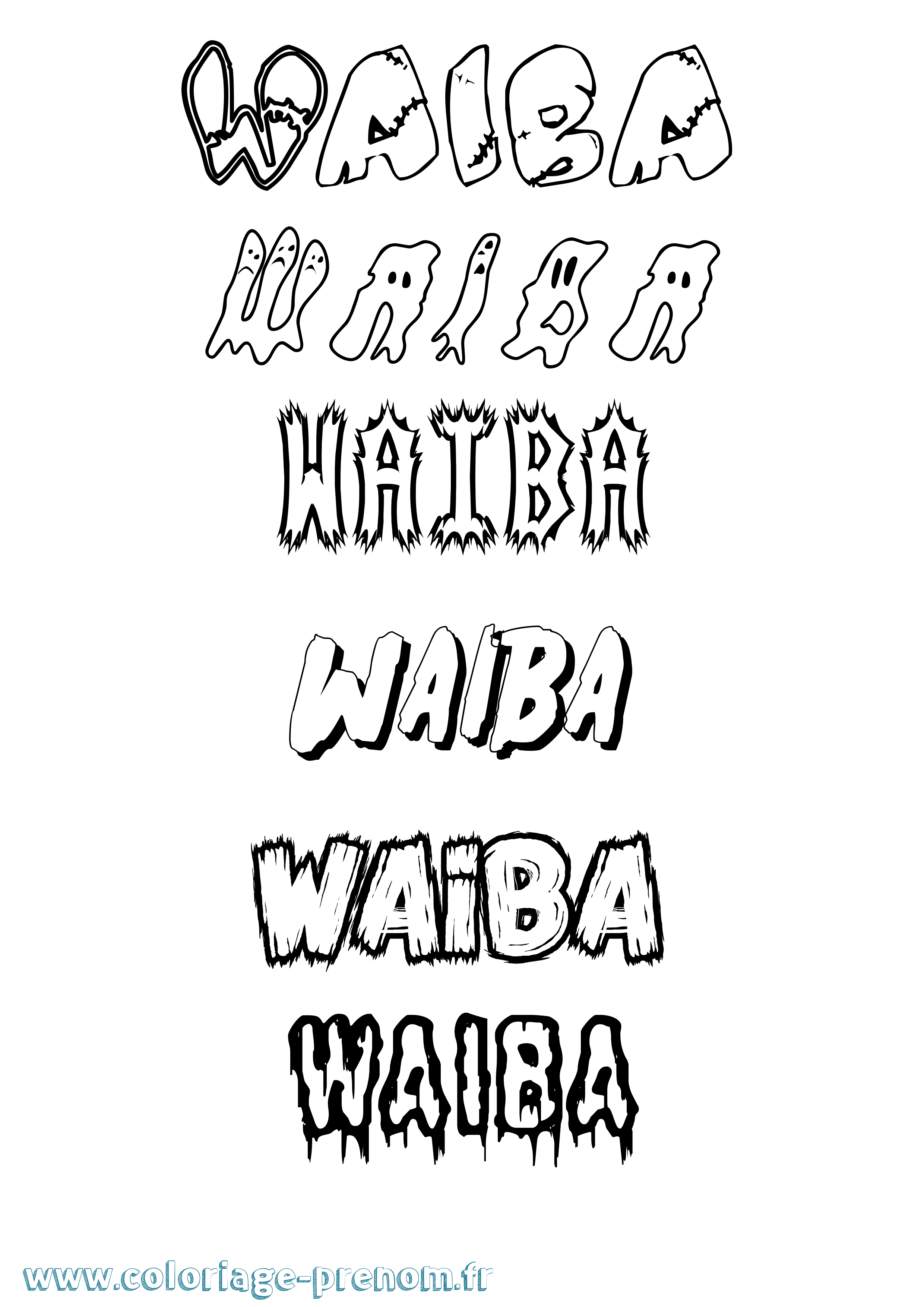 Coloriage Waiba Frisson Coloriage prénom Waiba Frisson