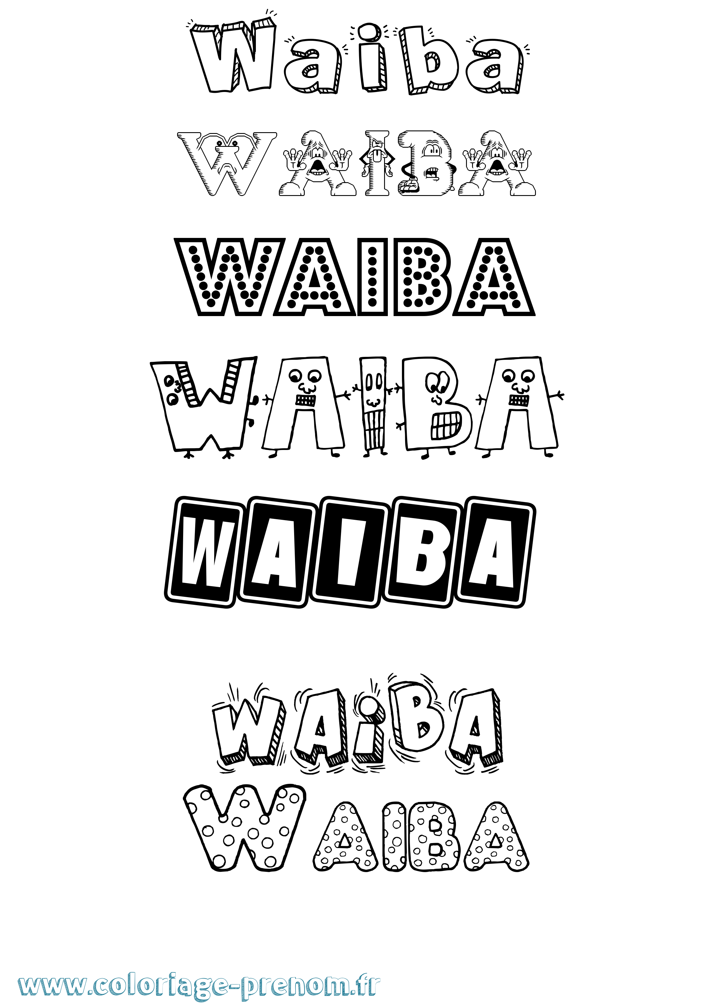 Coloriage Waiba Fun Coloriage prénom Waiba Fun