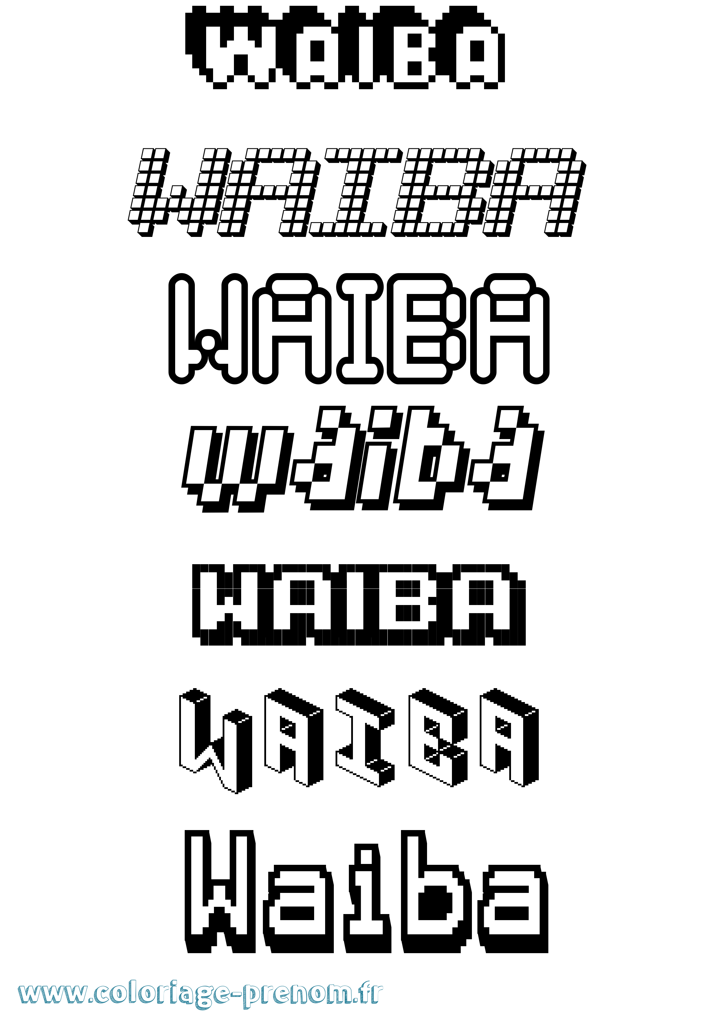 Coloriage Waiba Pixel Coloriage prénom Waiba Pixel