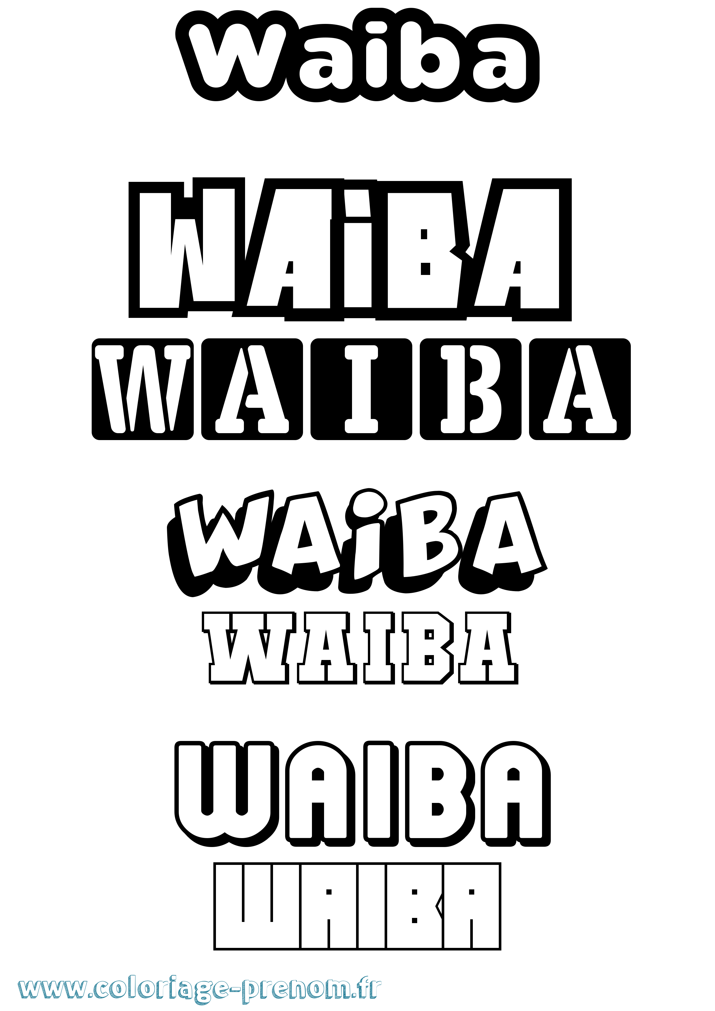 Coloriage Waiba Simple Coloriage prénom Waiba Simple