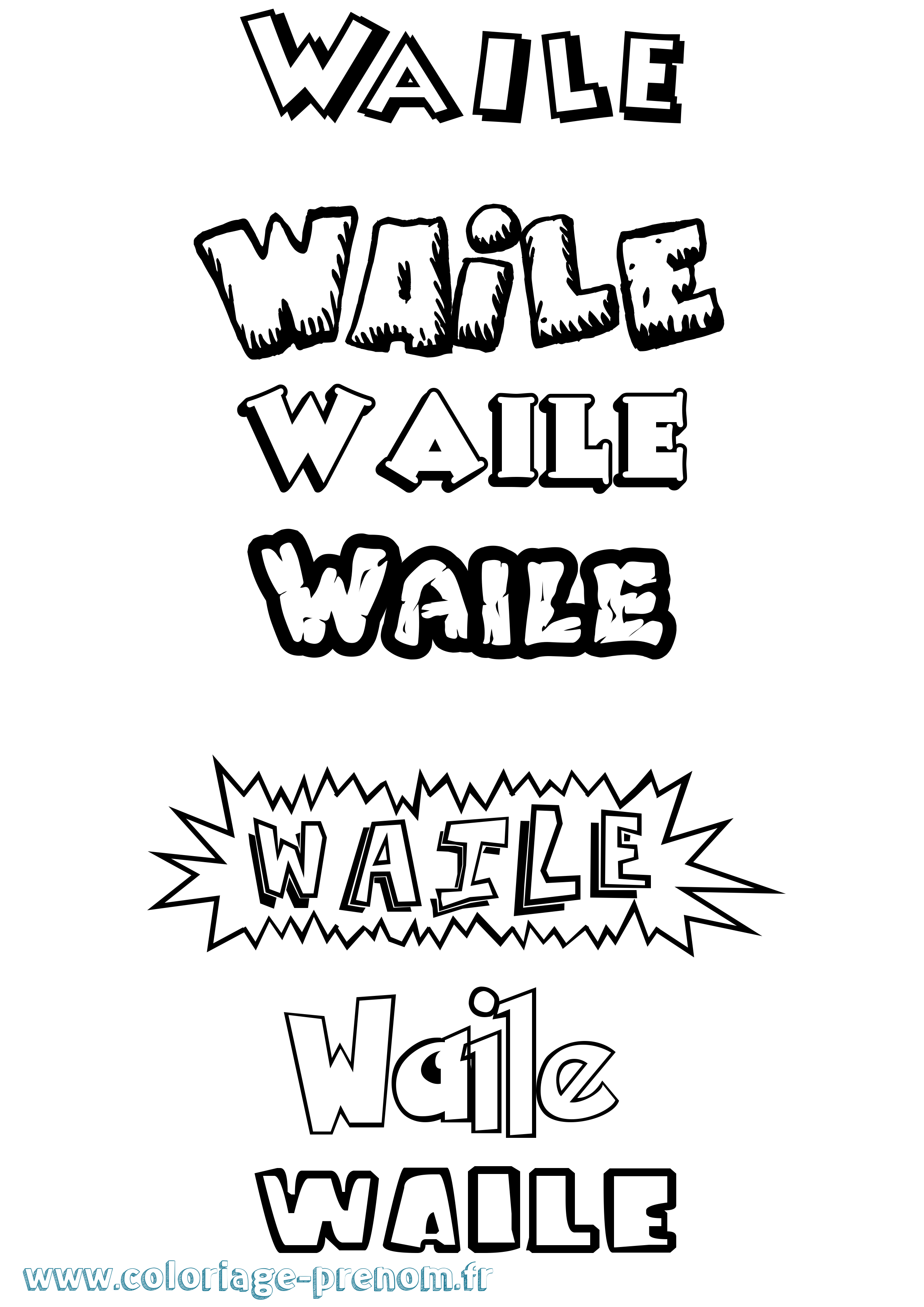 Coloriage Waile Dessin Animé Coloriage prénom Waile Dessin Animé