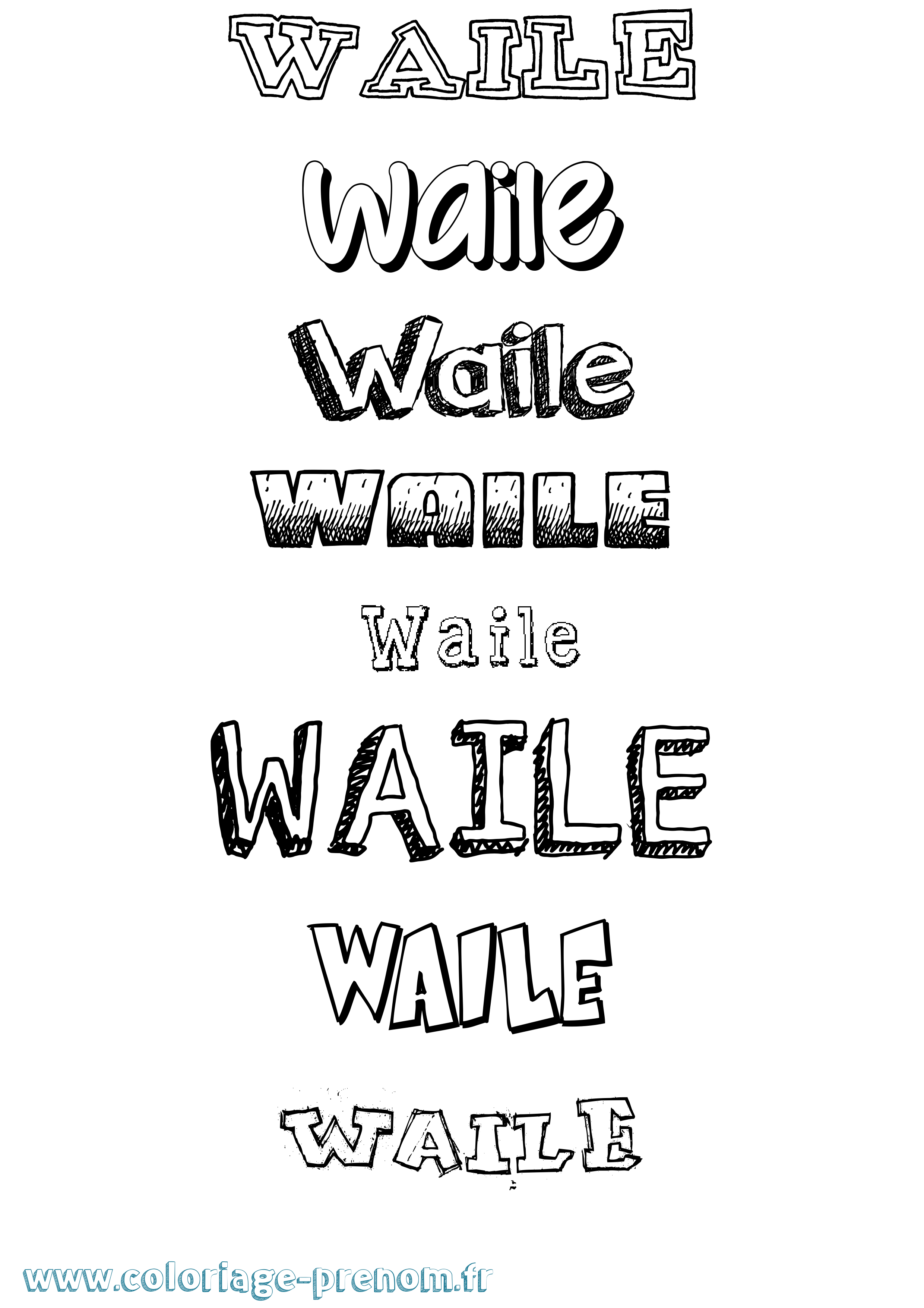 Coloriage Waile Dessiné Coloriage prénom Waile Dessiné