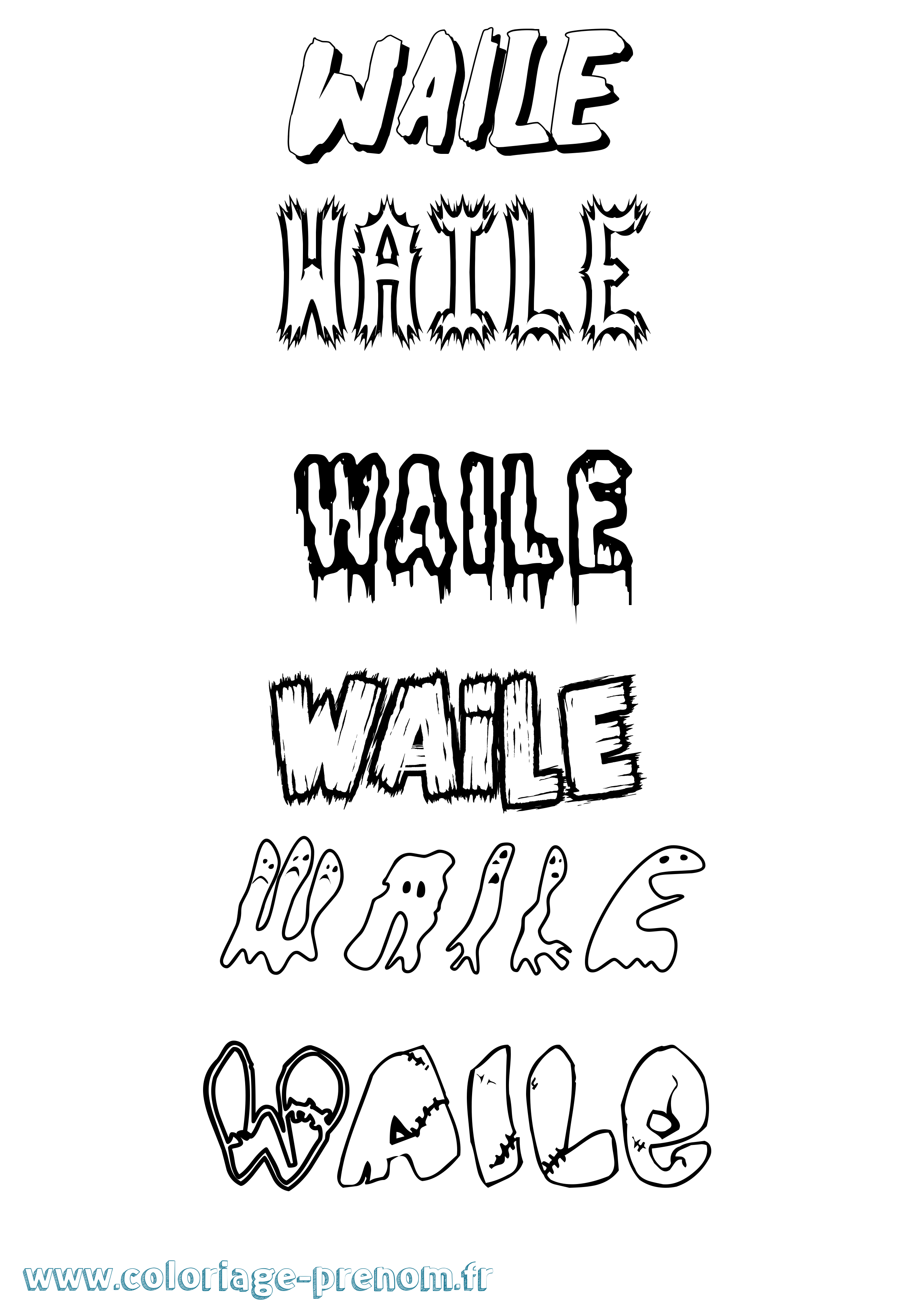 Coloriage Waile Frisson Coloriage prénom Waile Frisson