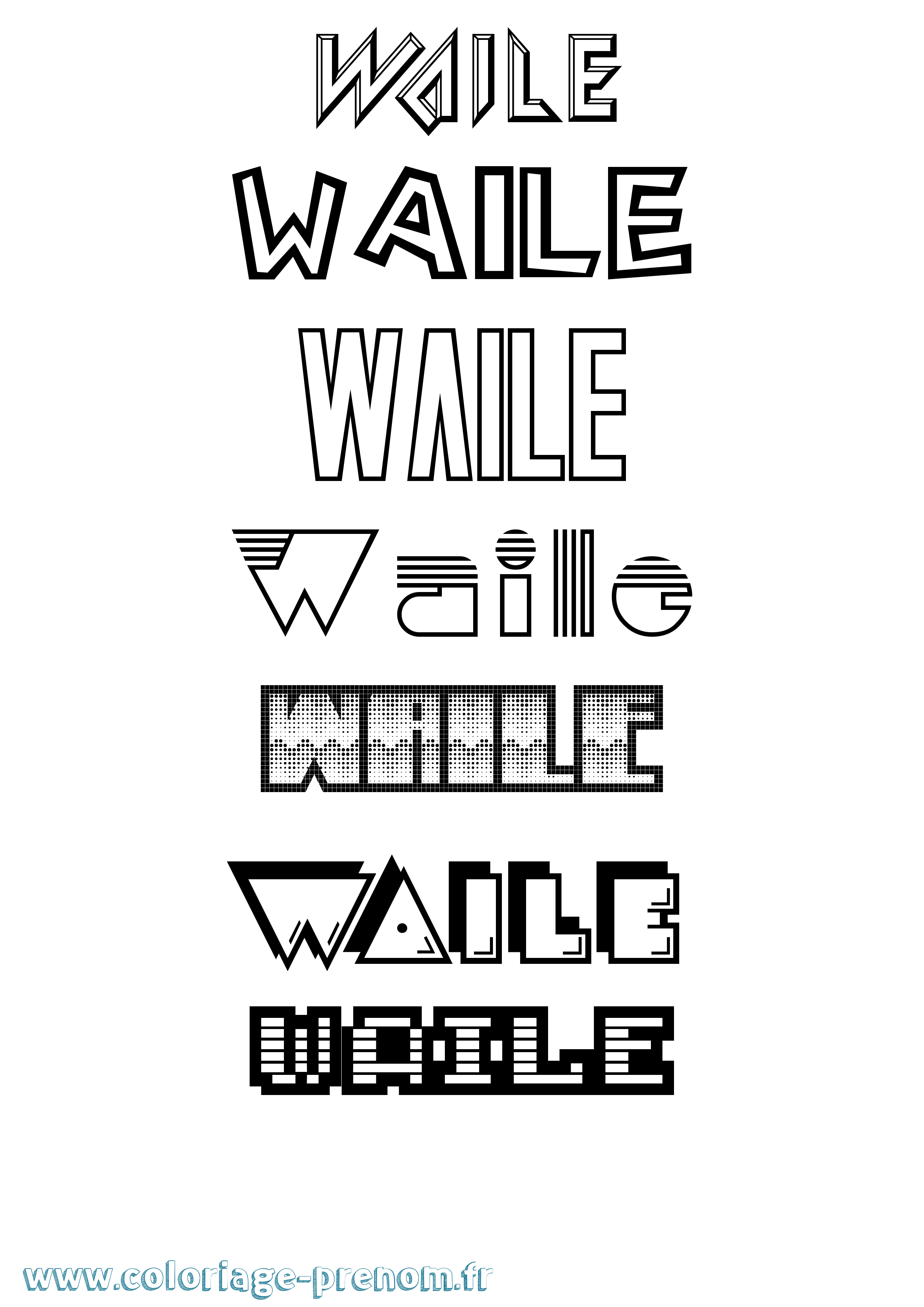 Coloriage Waile Jeux Vidéos Coloriage prénom Waile Jeux Vidéos