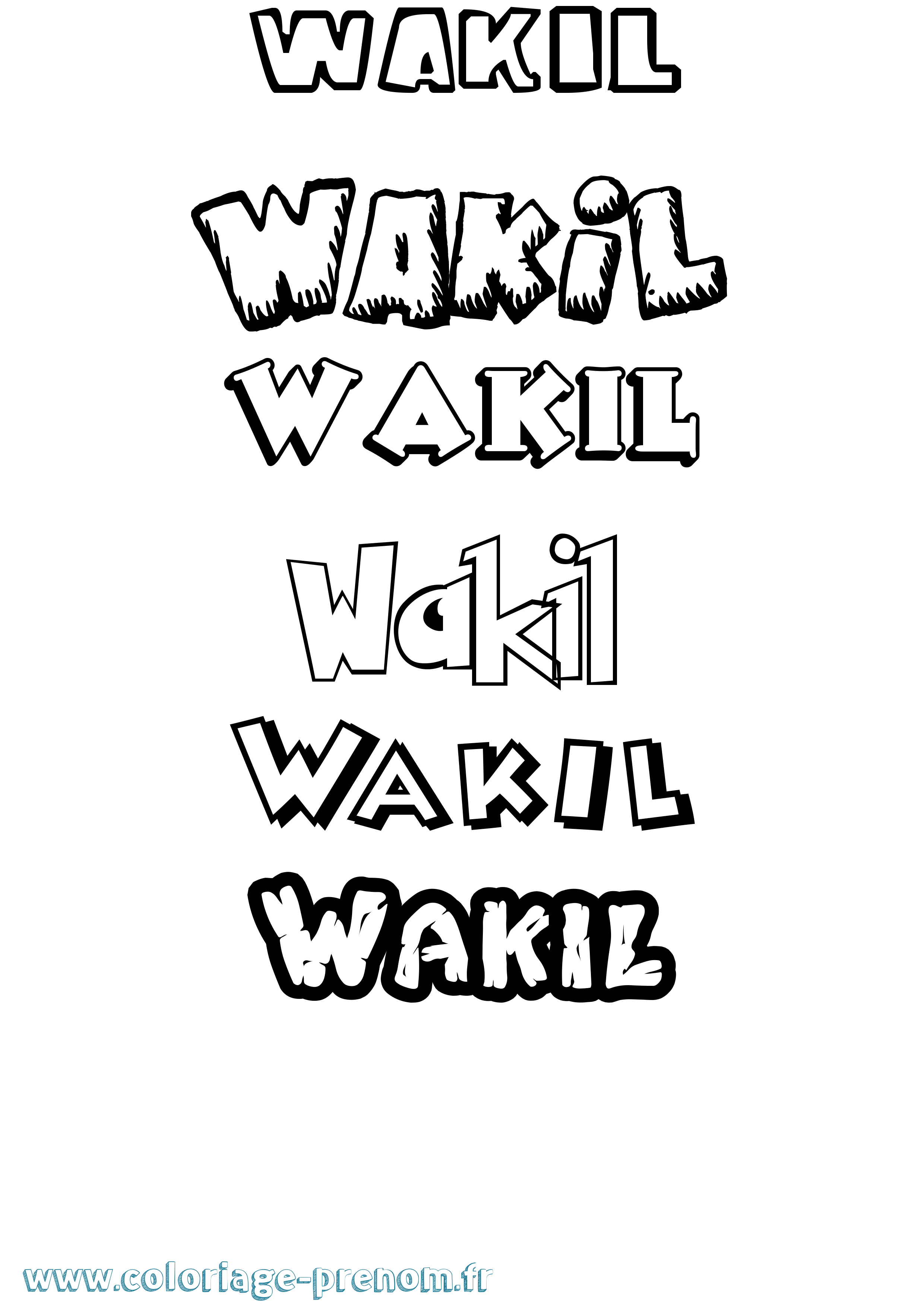 Coloriage Wakil Dessin Animé Coloriage prénom Wakil Dessin Animé