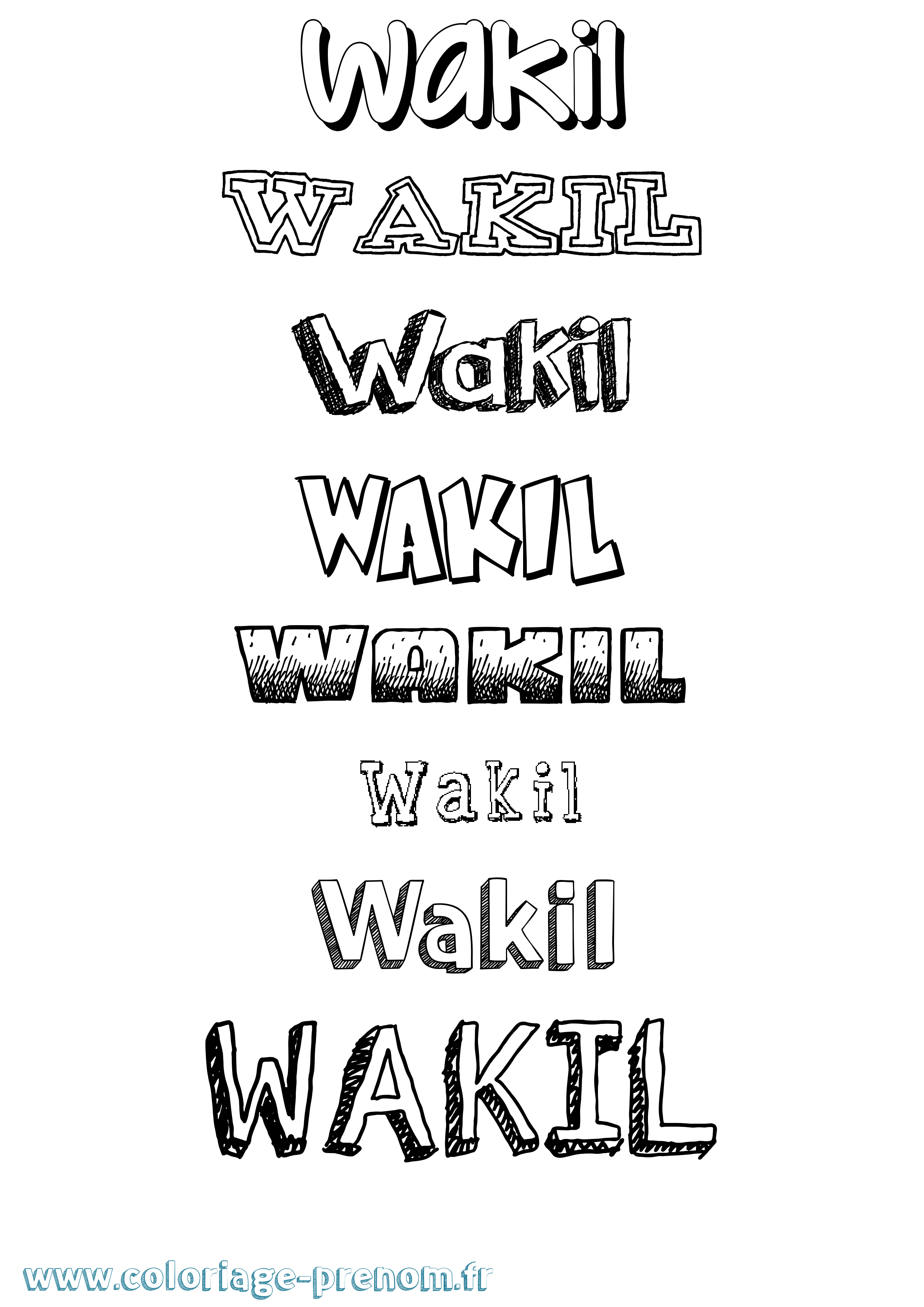 Coloriage Wakil Dessiné Coloriage prénom Wakil Dessiné