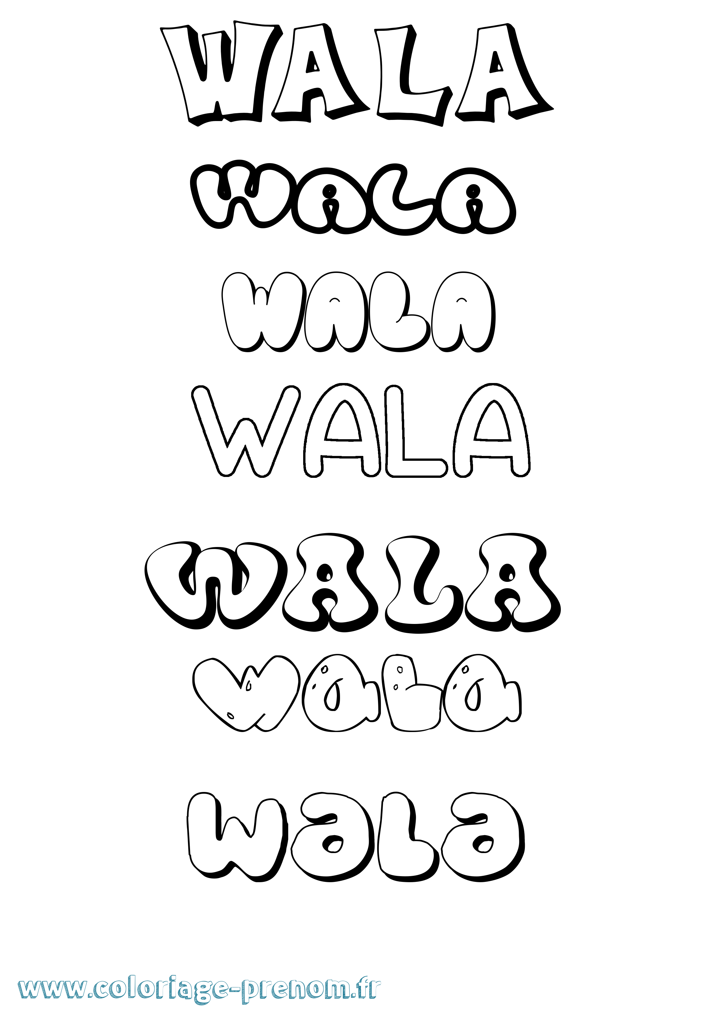 Coloriage Wala Bubble Coloriage prénom Wala Bubble