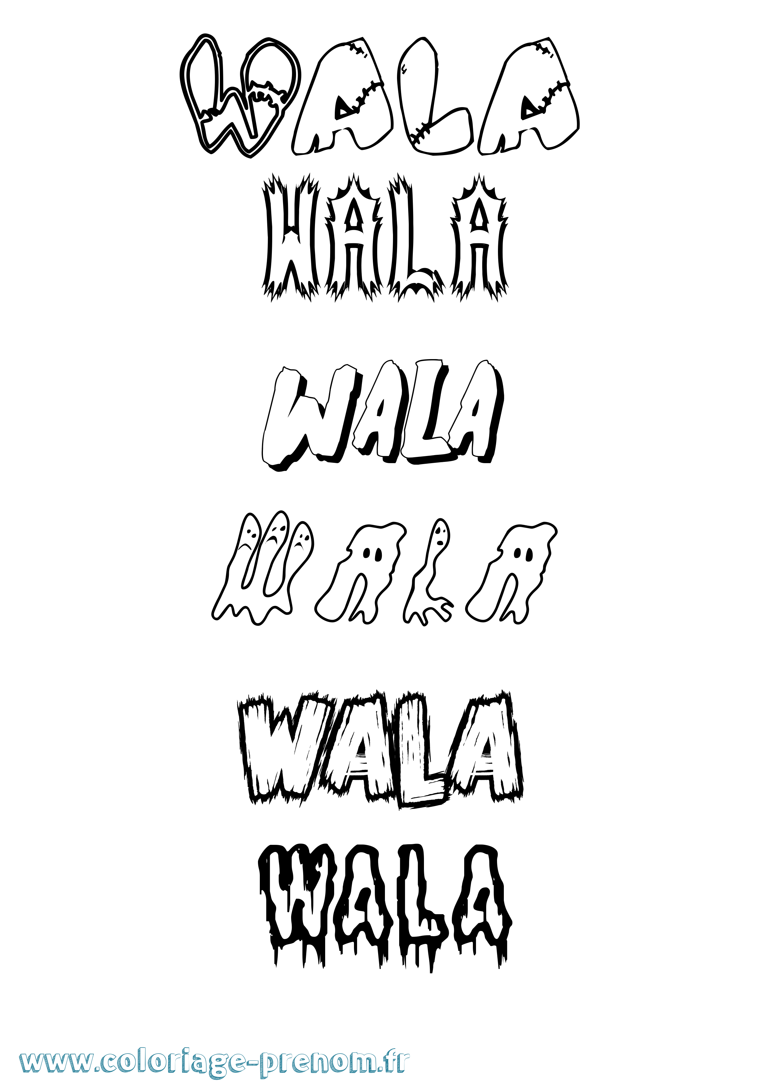 Coloriage Wala Frisson Coloriage prénom Wala Frisson