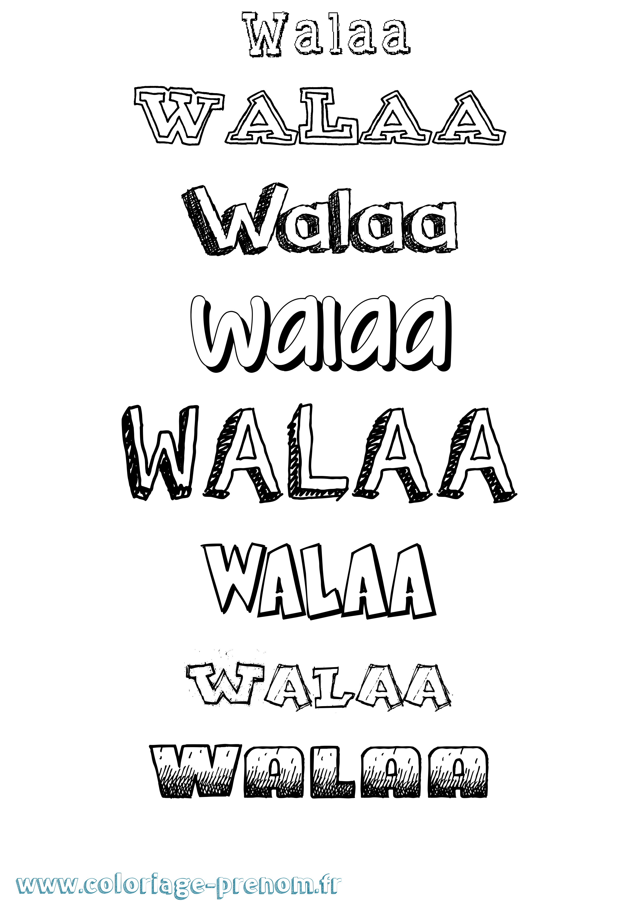 Coloriage Walaa Dessiné Coloriage prénom Walaa Dessiné