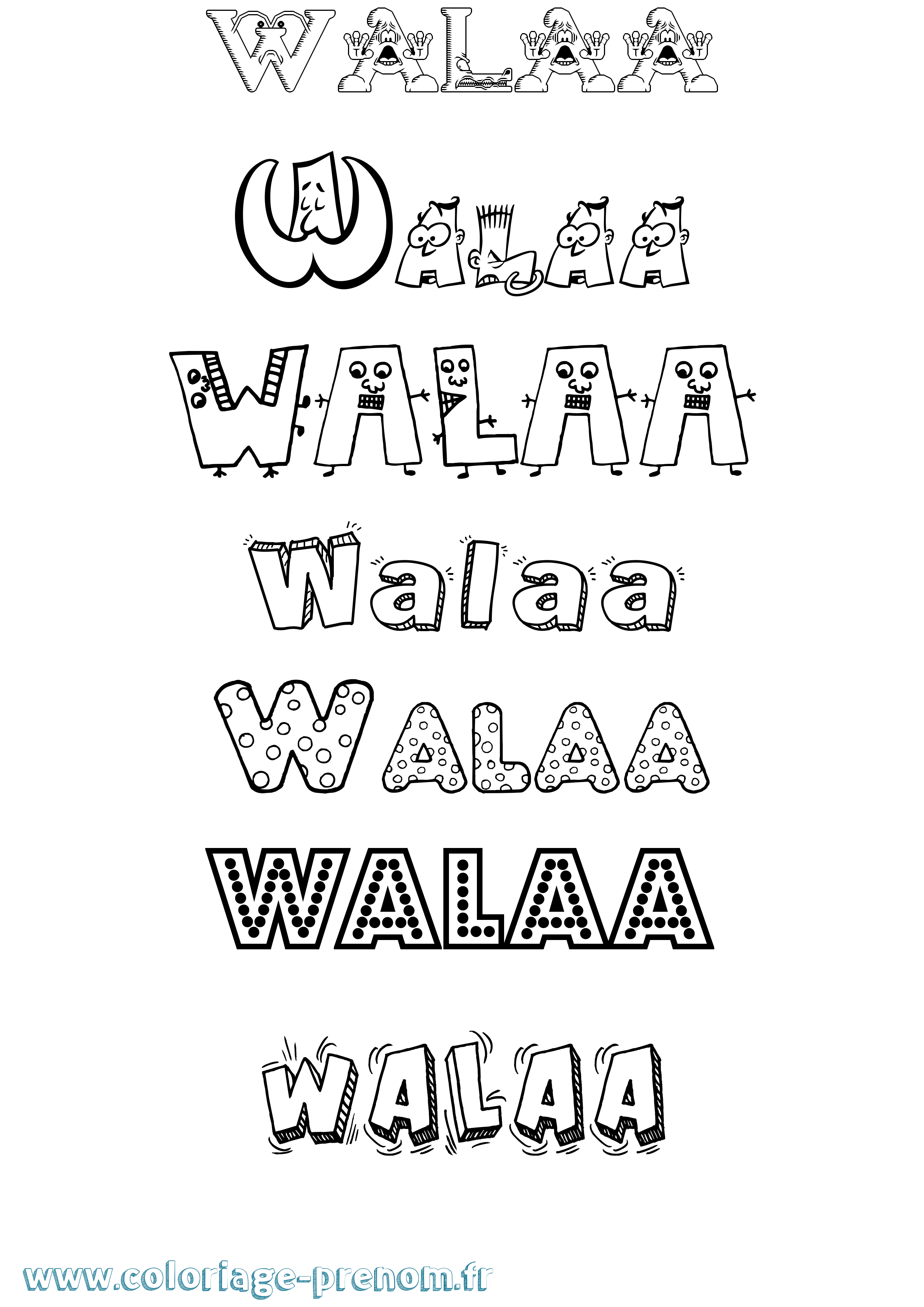Coloriage Walaa Fun Coloriage prénom Walaa Fun