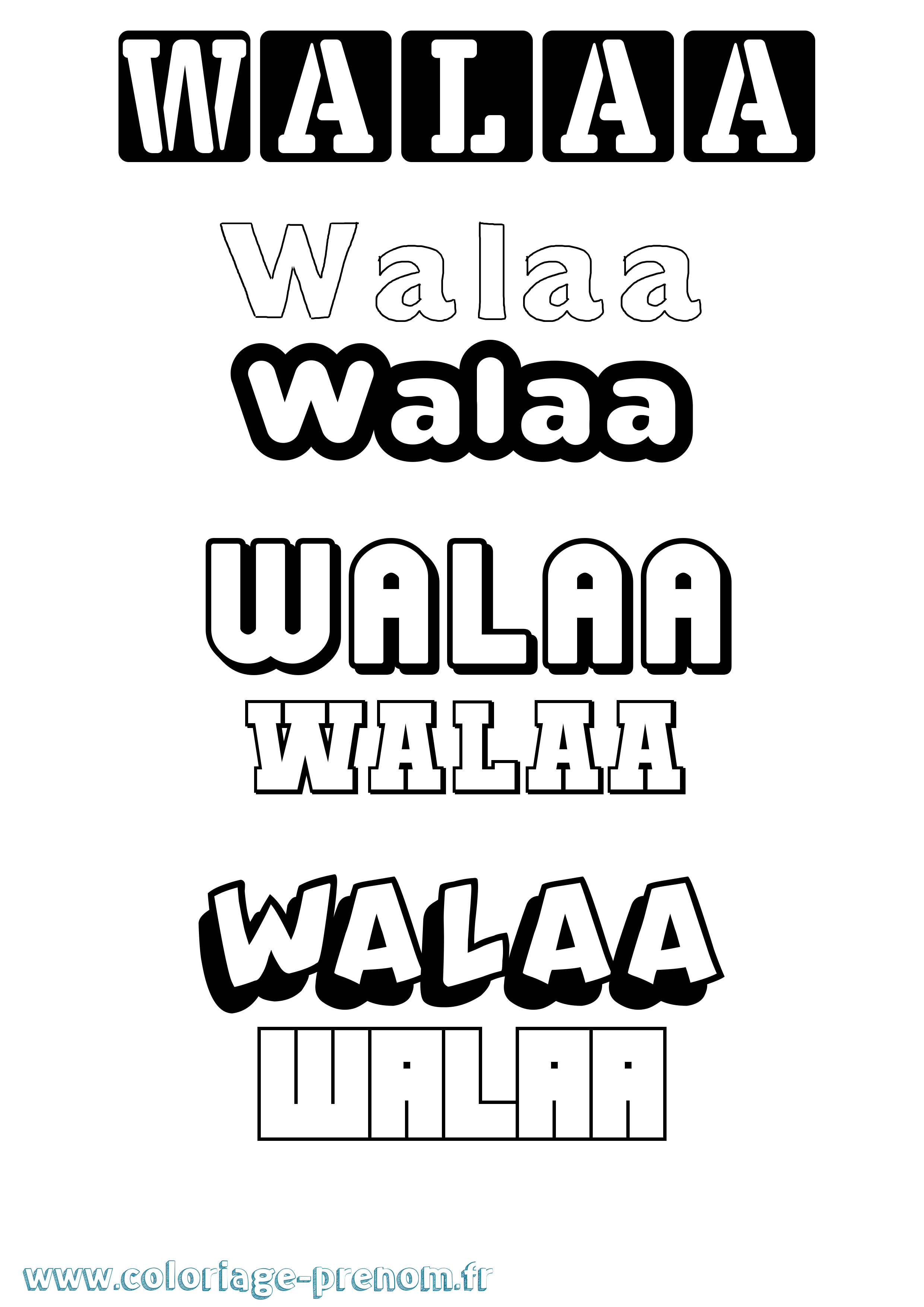 Coloriage Walaa Simple Coloriage prénom Walaa Simple