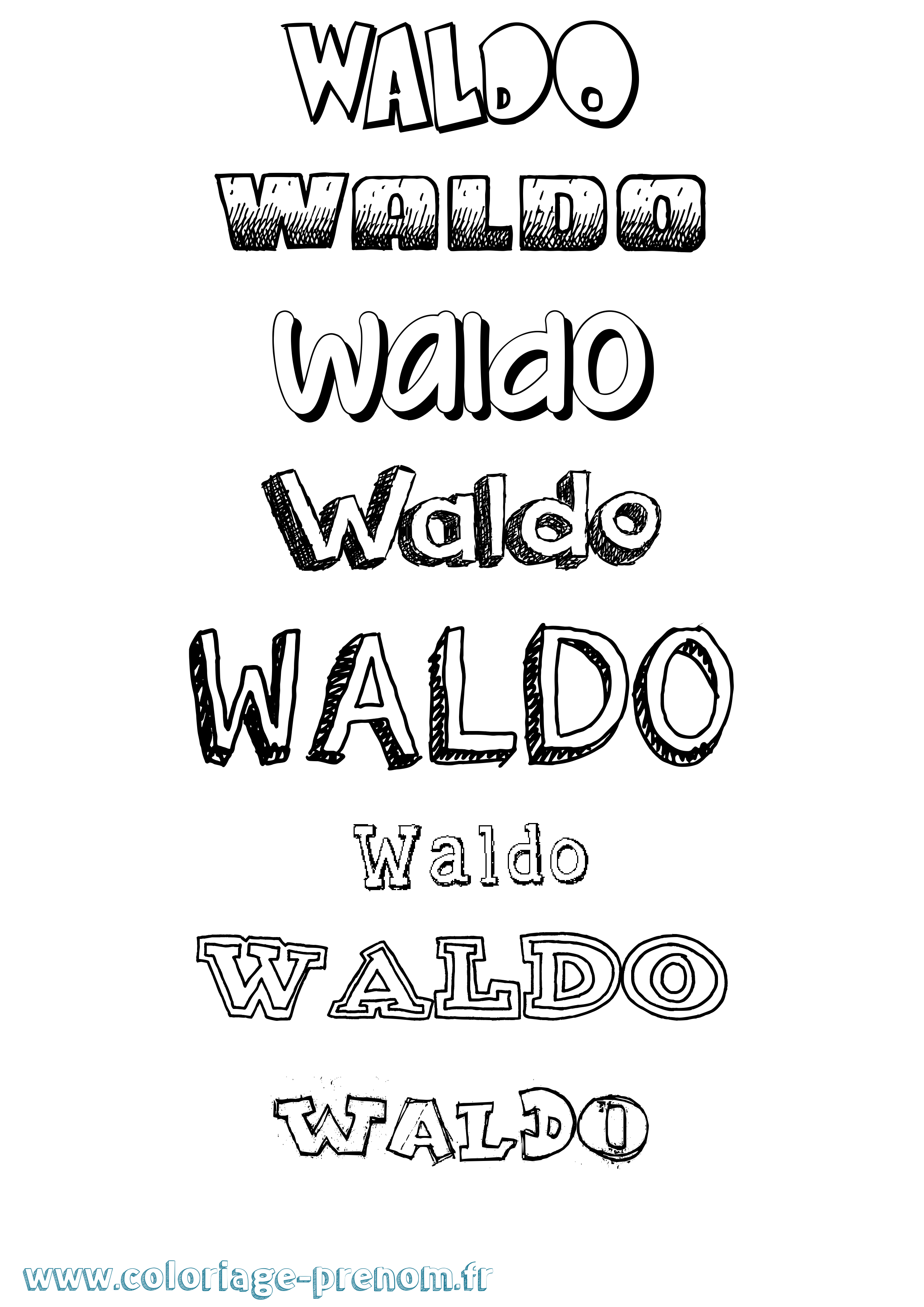 Coloriage Waldo Dessiné Coloriage prénom Waldo Dessiné