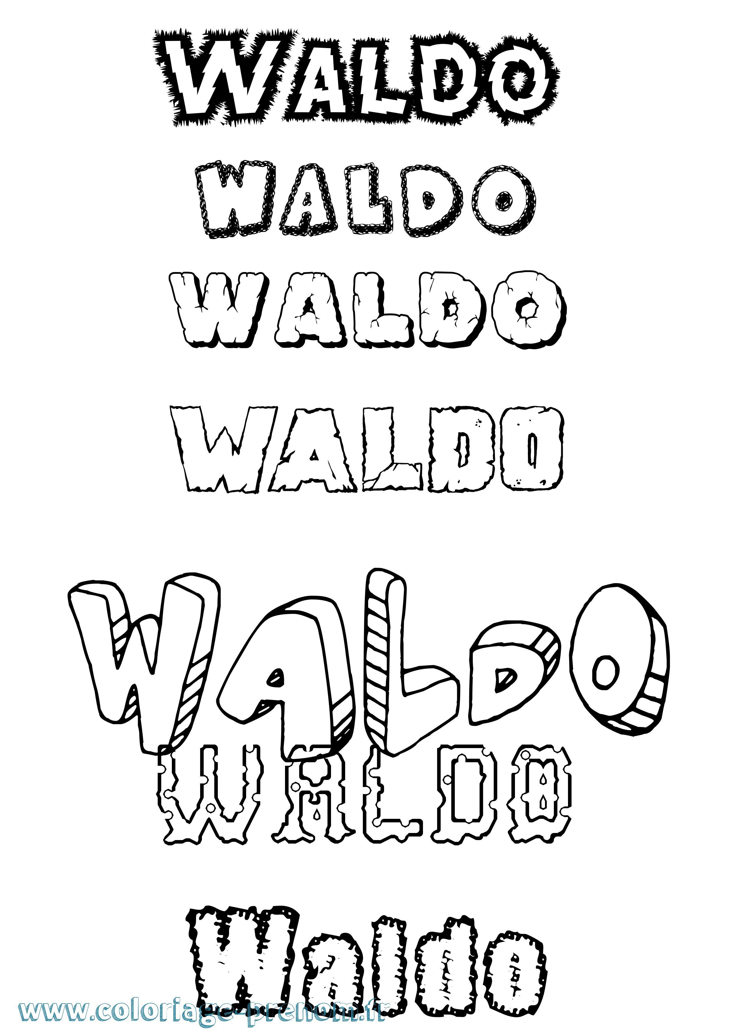 Coloriage Waldo Destructuré Coloriage prénom Waldo Destructuré