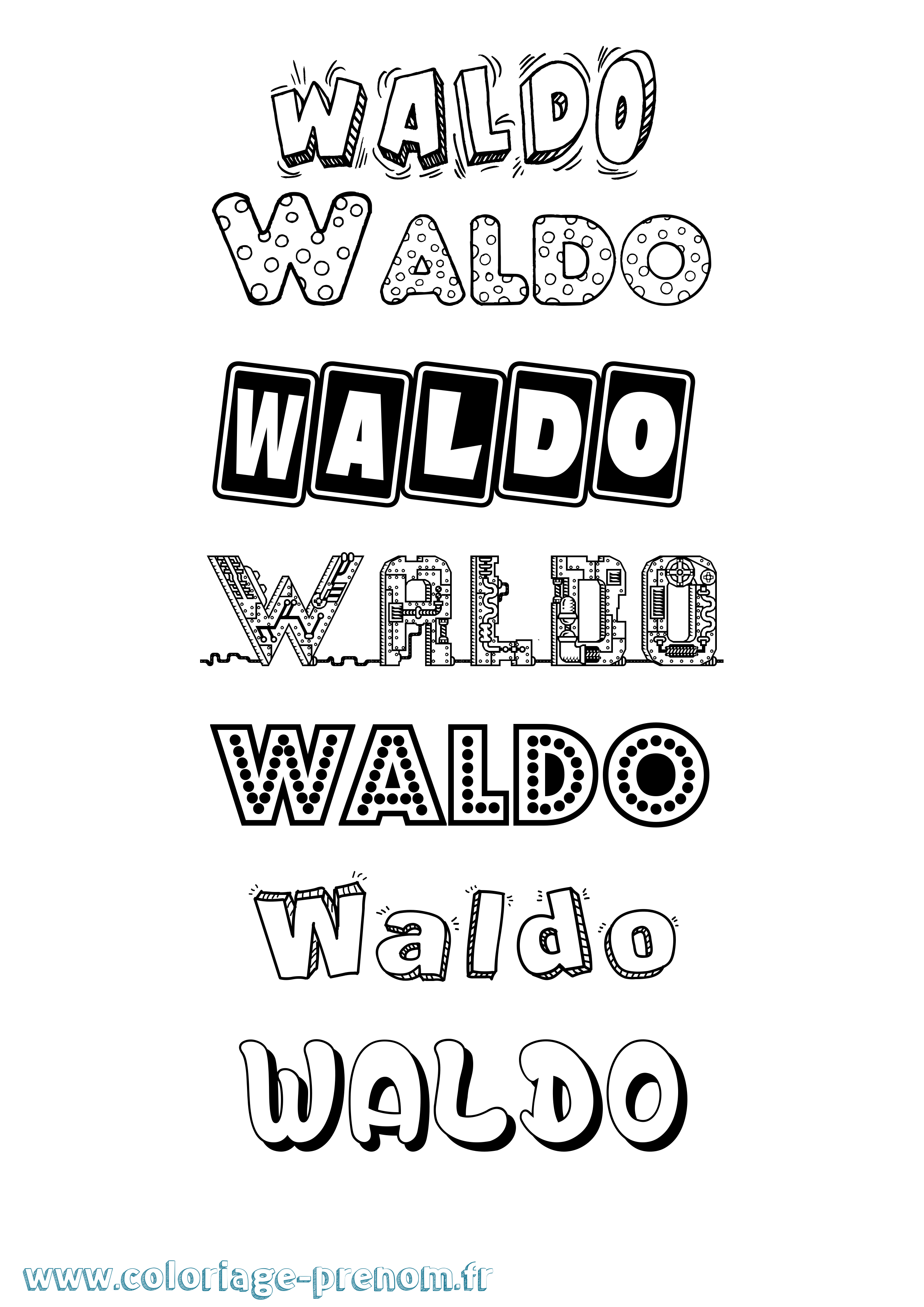 Coloriage Waldo Fun Coloriage prénom Waldo Fun