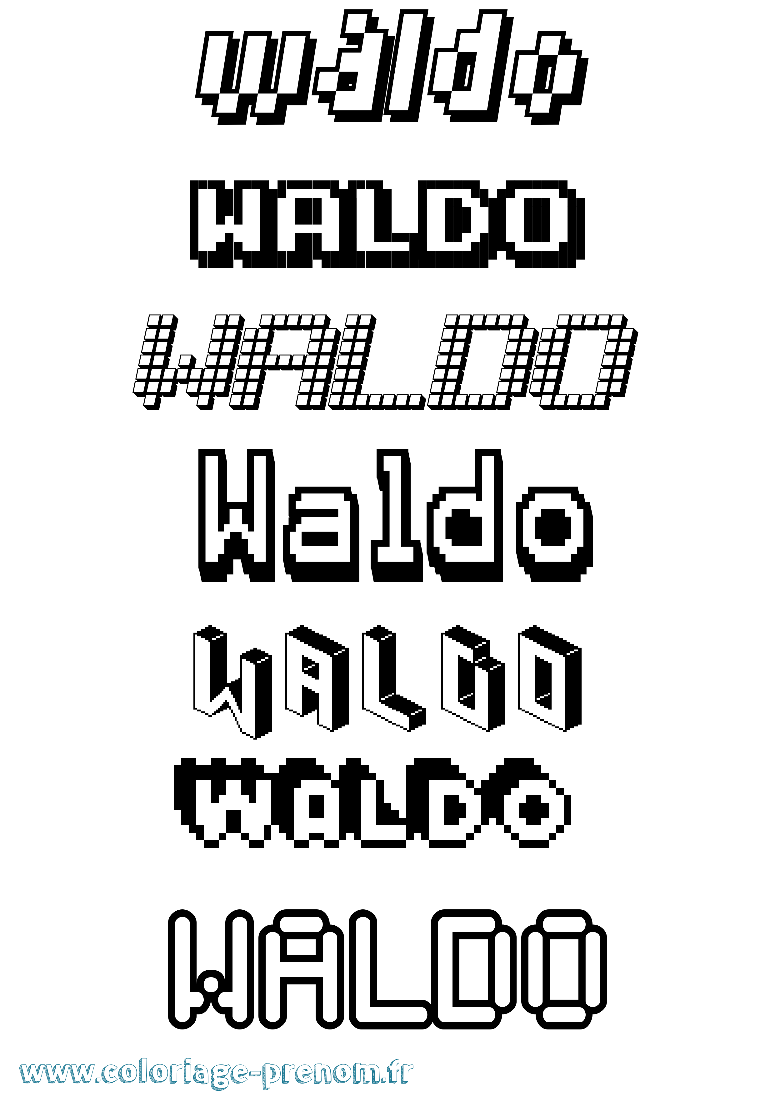 Coloriage Waldo Pixel Coloriage prénom Waldo Pixel