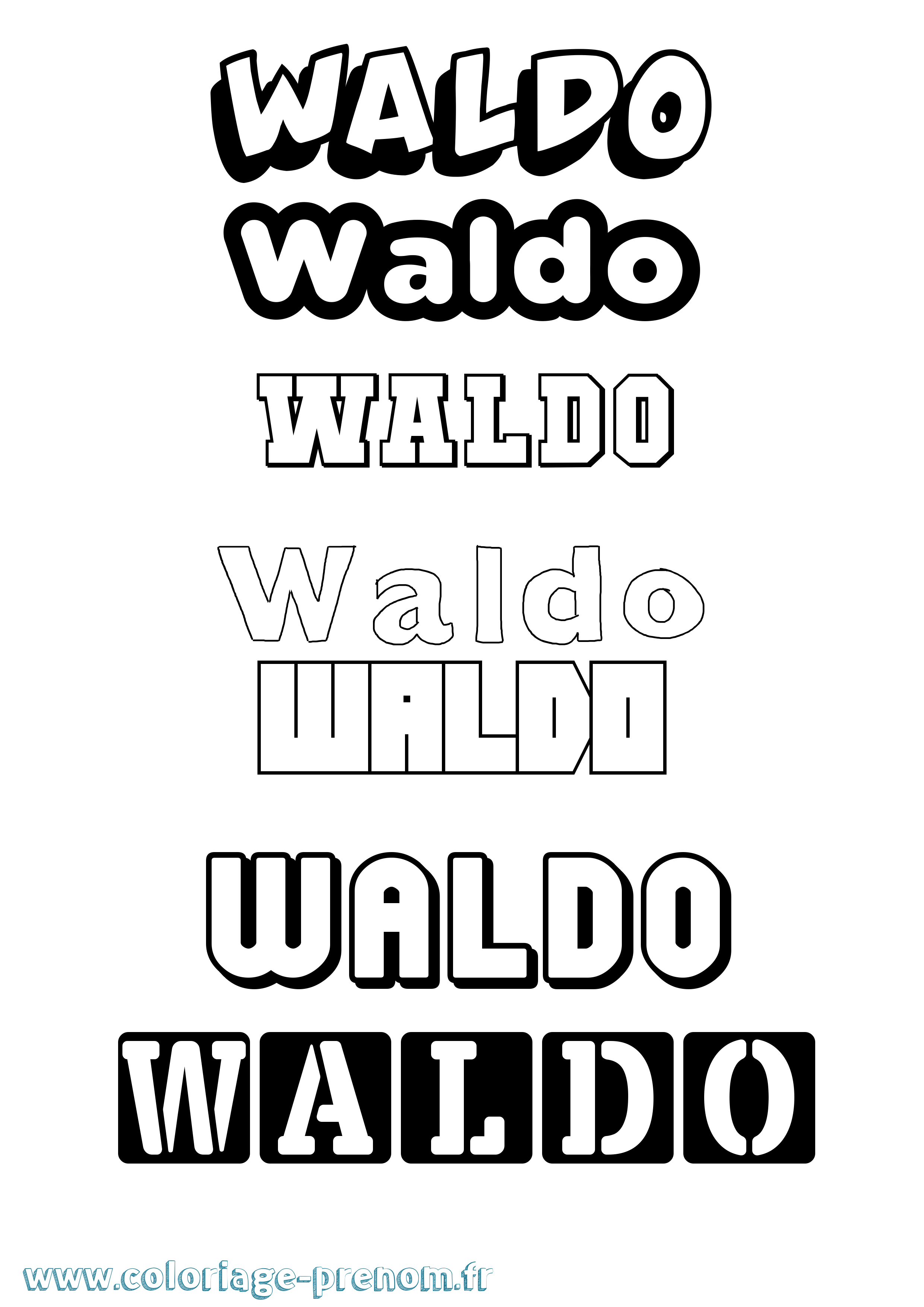 Coloriage Waldo Simple Coloriage prénom Waldo Simple