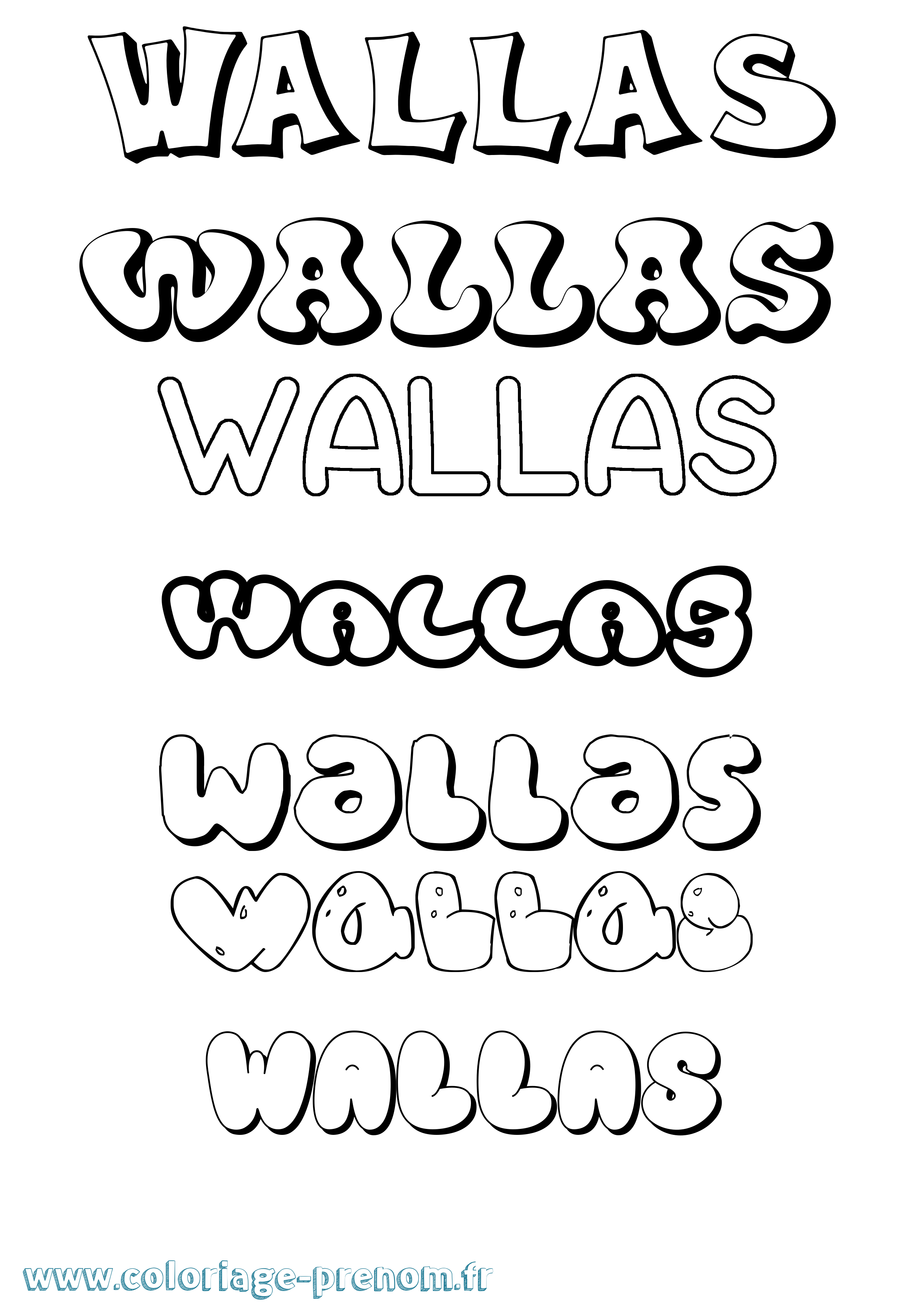 Coloriage Wallas Bubble Coloriage prénom Wallas Bubble