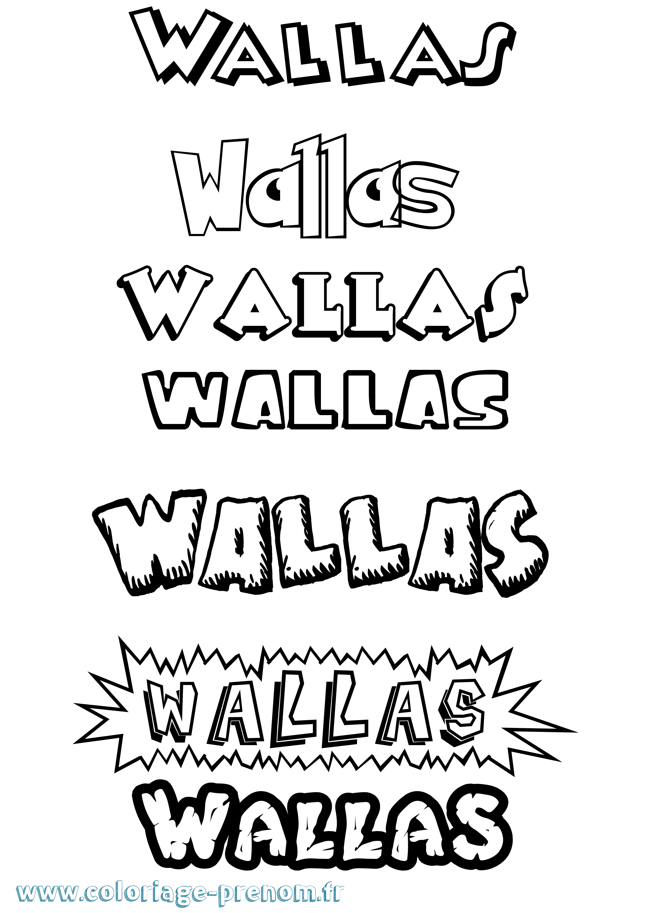 Coloriage Wallas Dessin Animé Coloriage prénom Wallas Dessin Animé