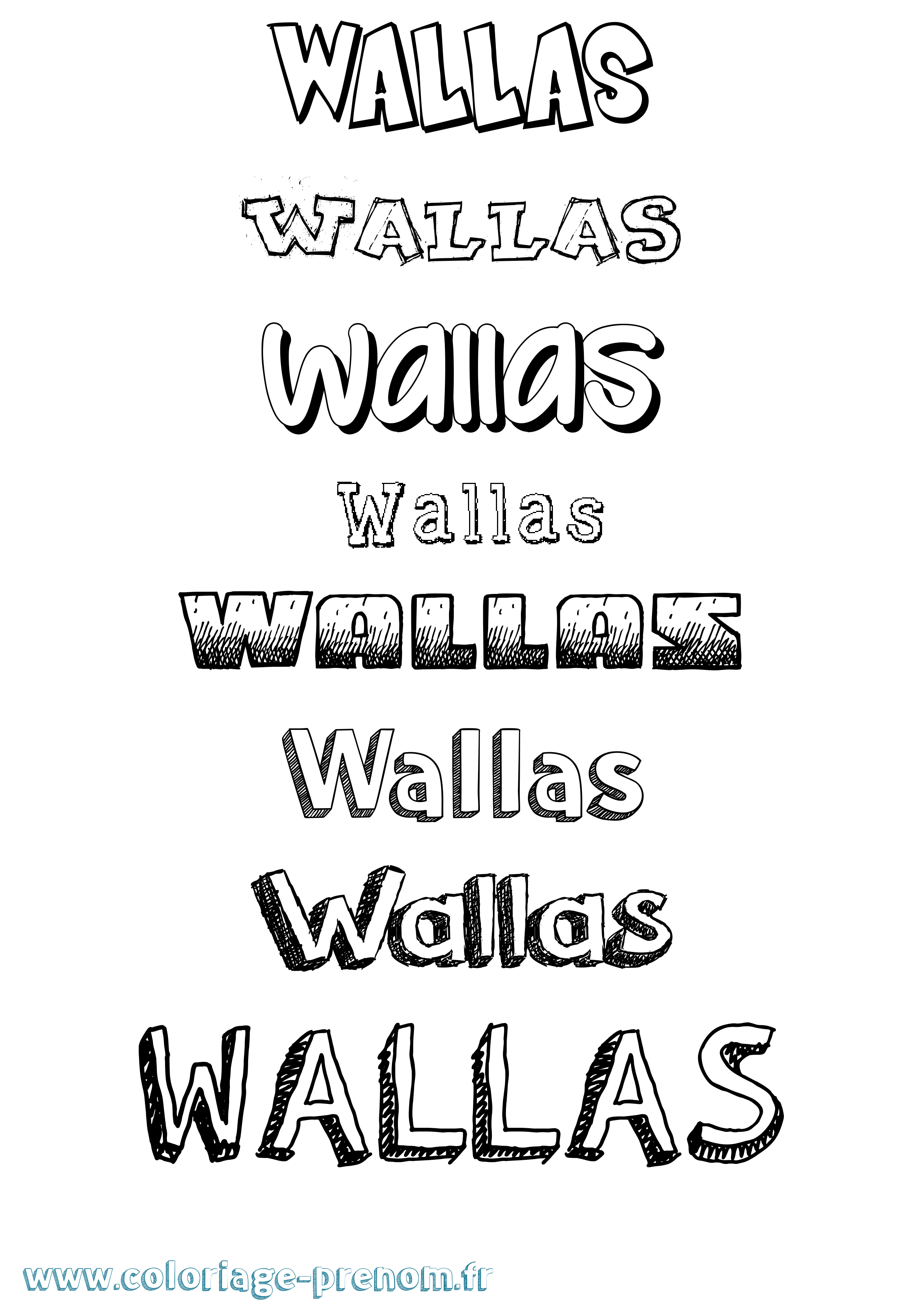 Coloriage Wallas Dessiné Coloriage prénom Wallas Dessiné