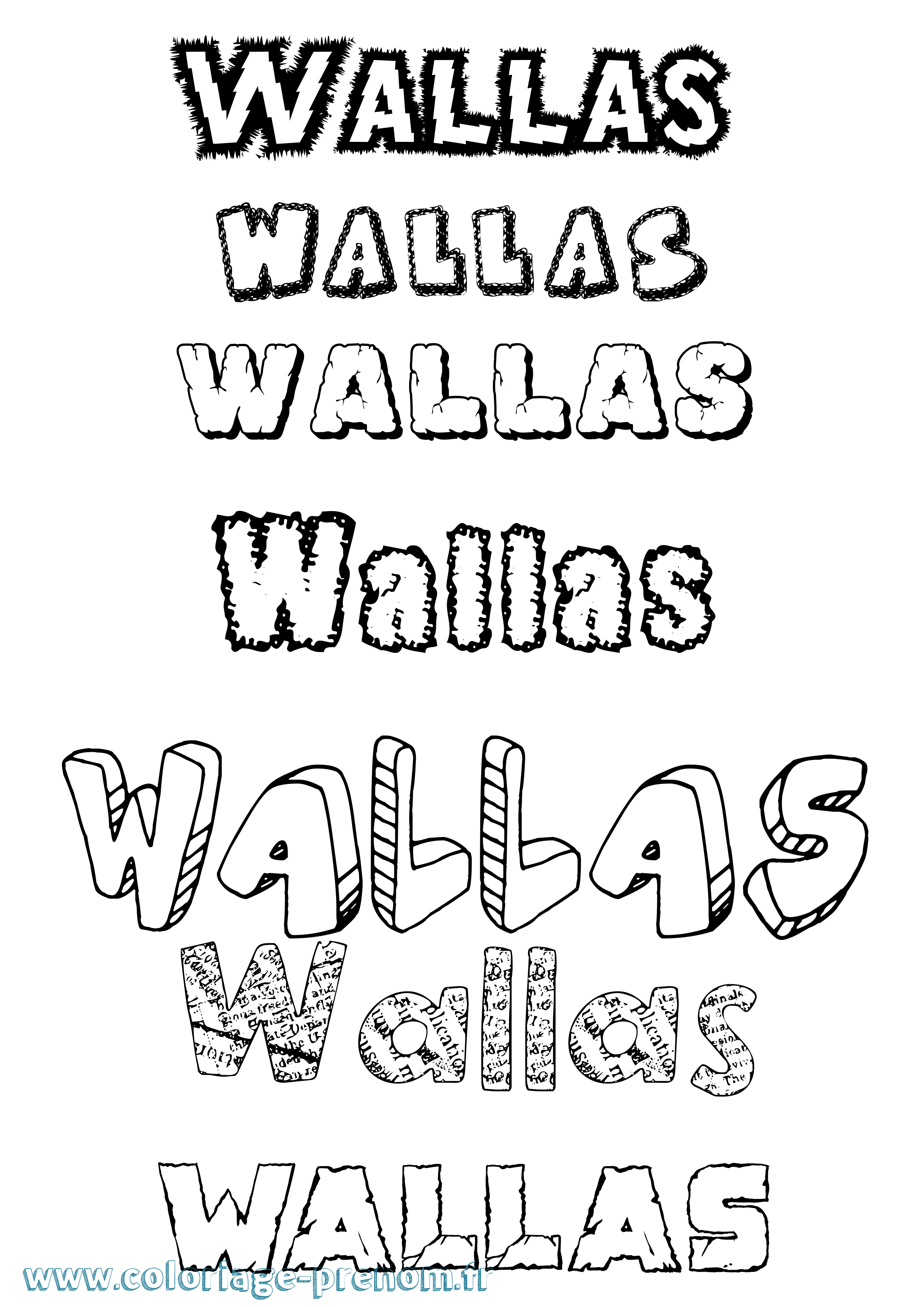 Coloriage Wallas Destructuré Coloriage prénom Wallas Destructuré