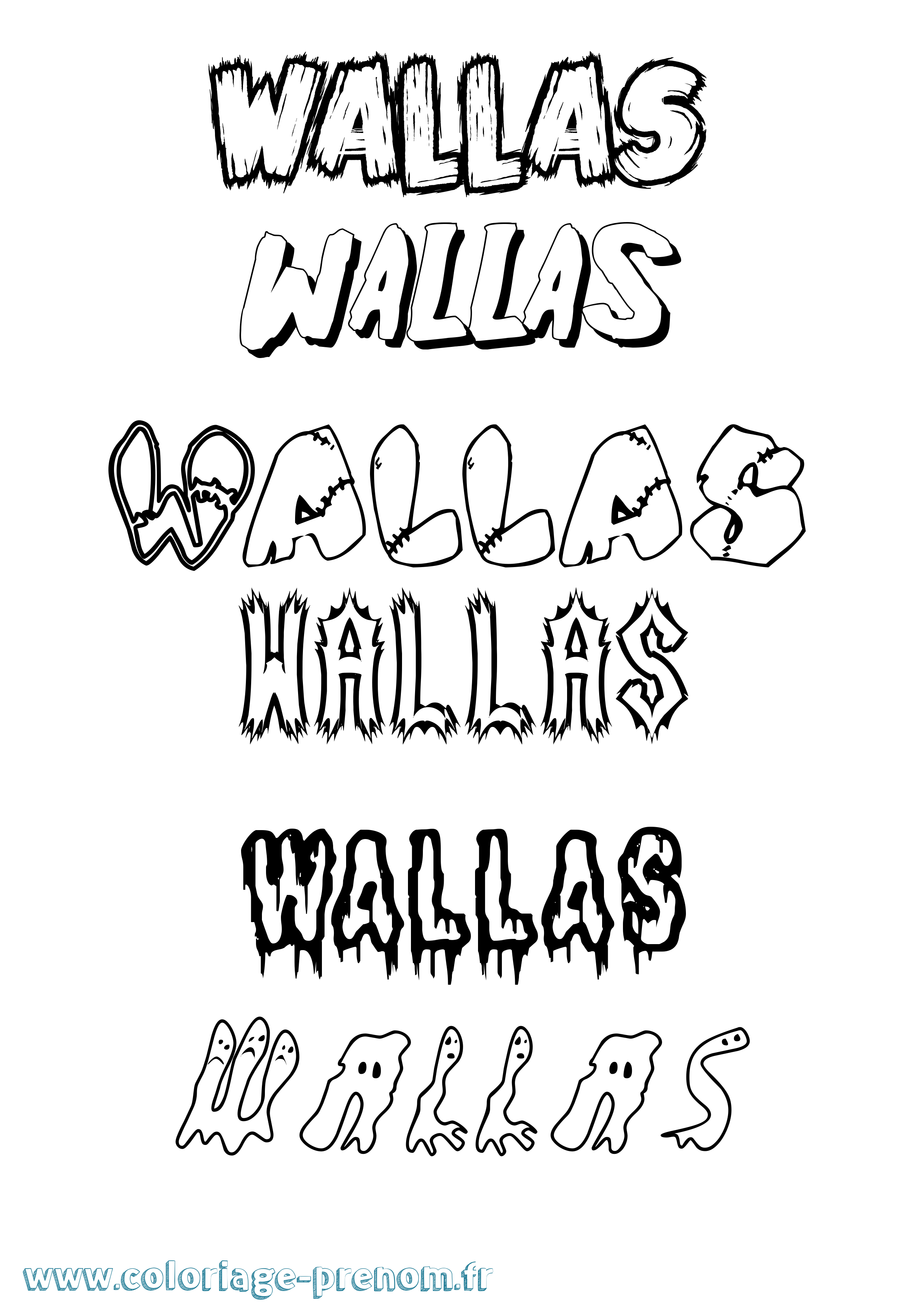 Coloriage Wallas Frisson Coloriage prénom Wallas Frisson