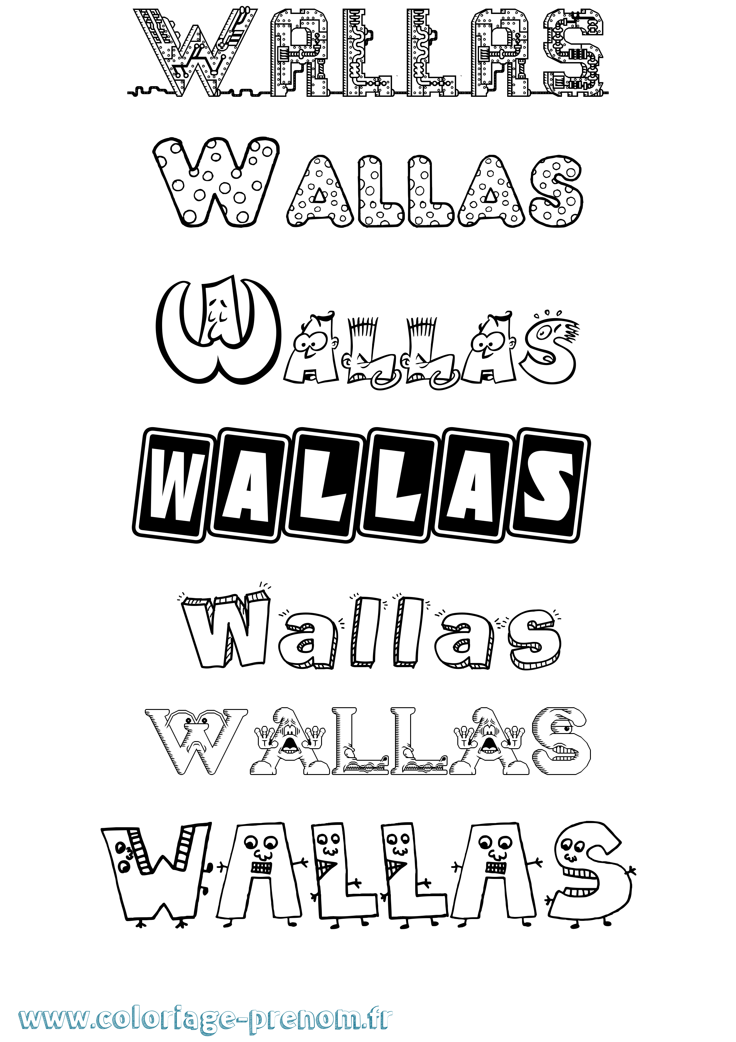 Coloriage Wallas Fun Coloriage prénom Wallas Fun