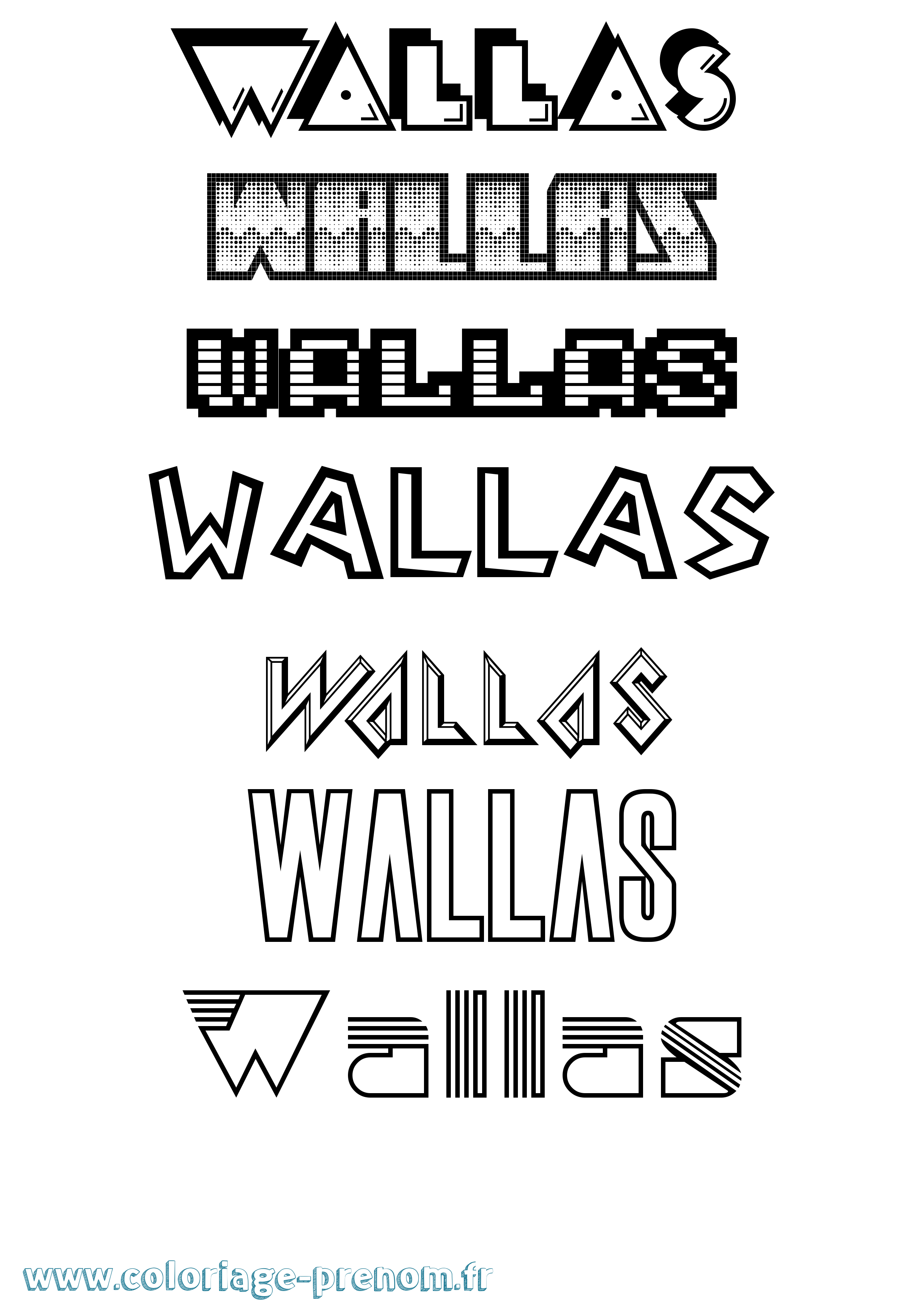 Coloriage Wallas Jeux Vidéos Coloriage prénom Wallas Jeux Vidéos