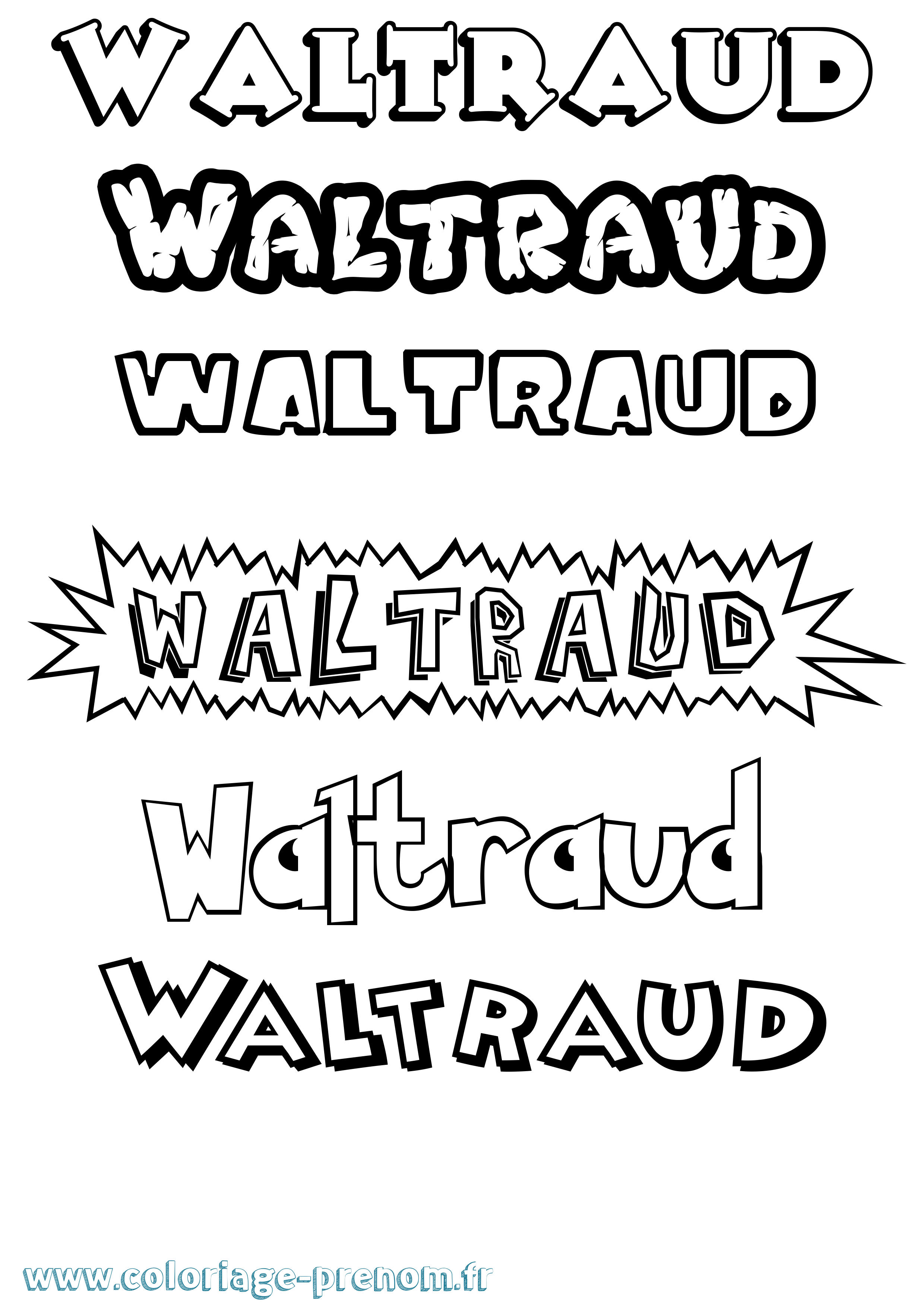 Coloriage Waltraud Dessin Animé Coloriage prénom Waltraud Dessin Animé