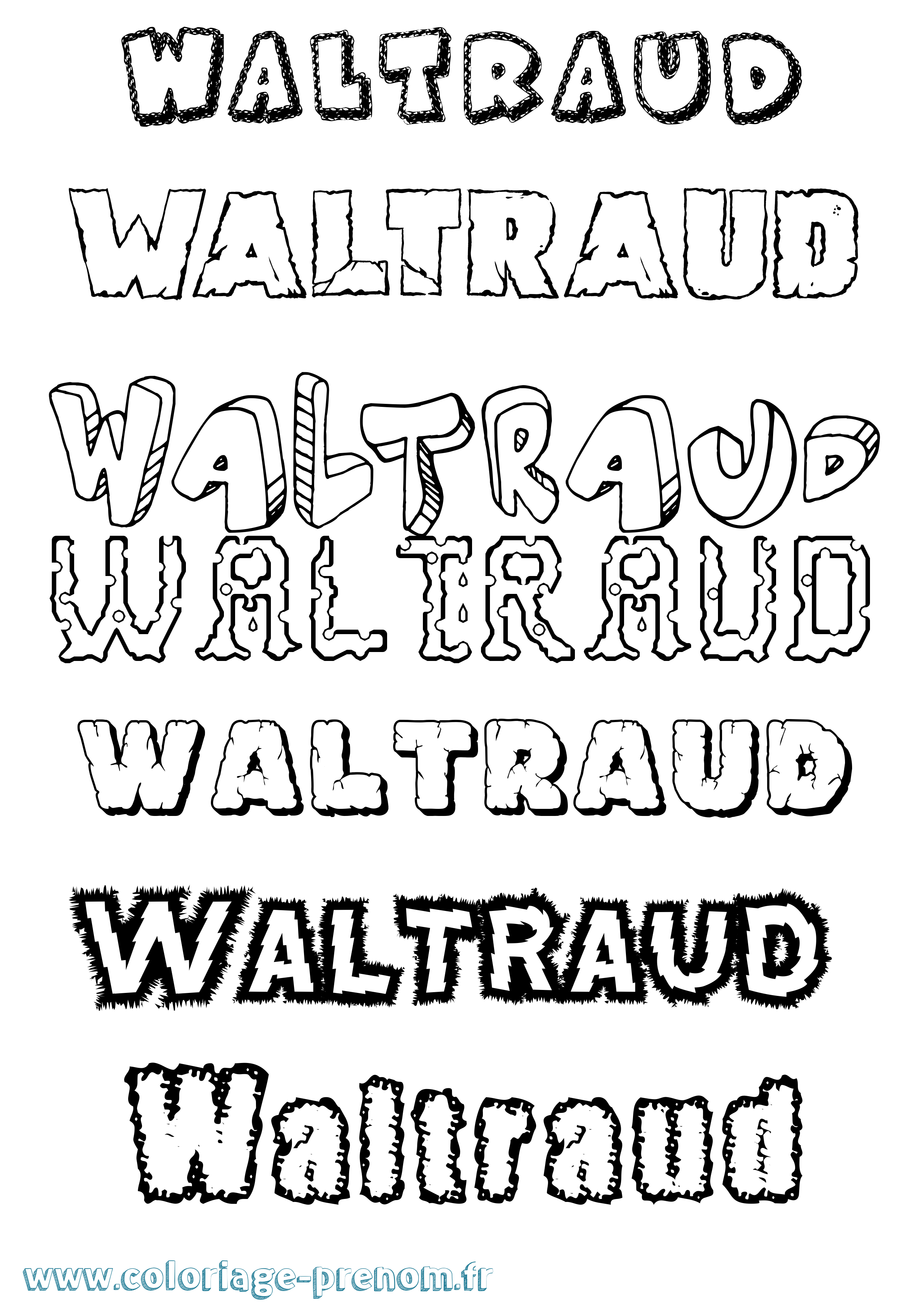 Coloriage Waltraud Destructuré Coloriage prénom Waltraud Destructuré
