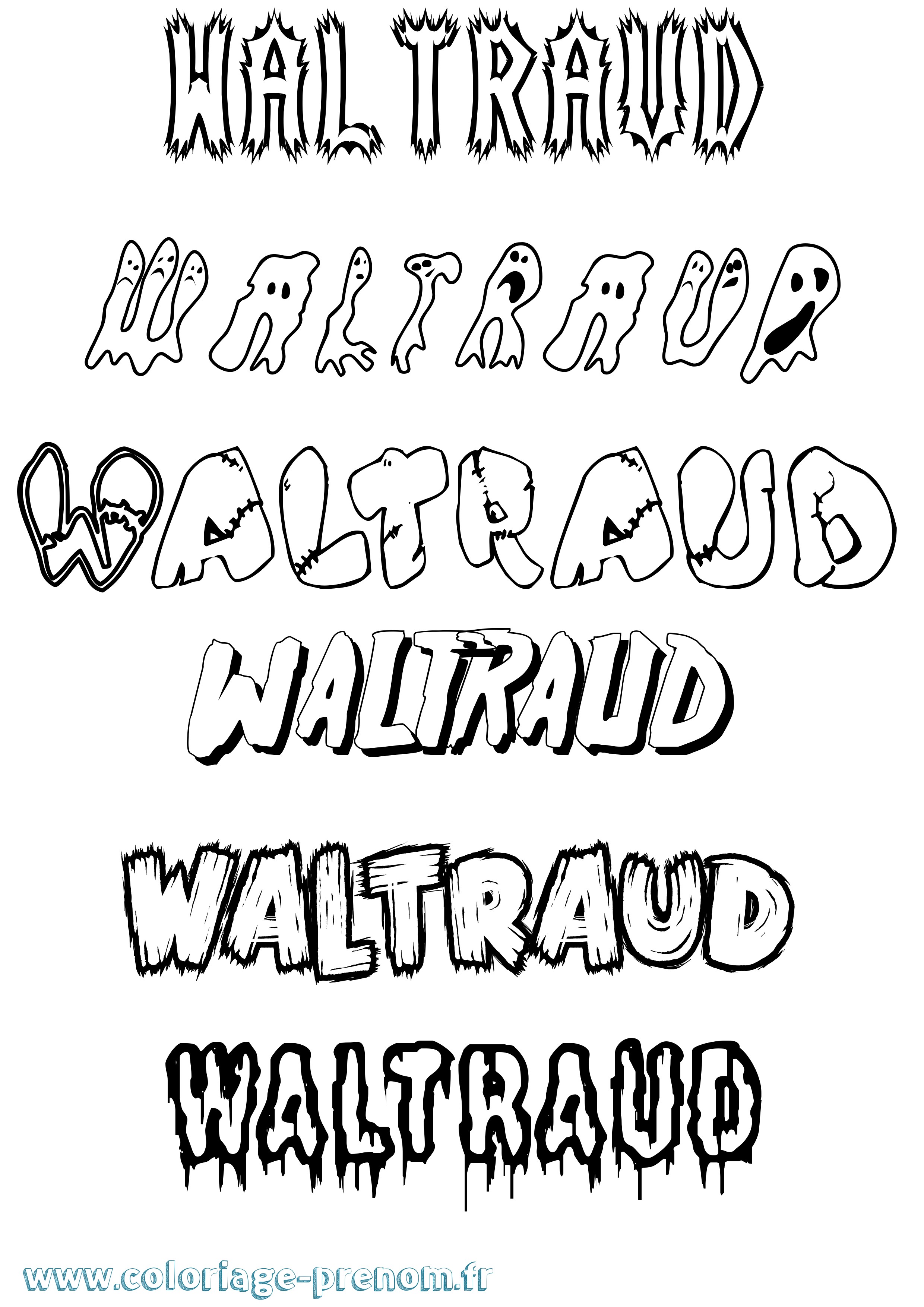 Coloriage Waltraud Frisson Coloriage prénom Waltraud Frisson