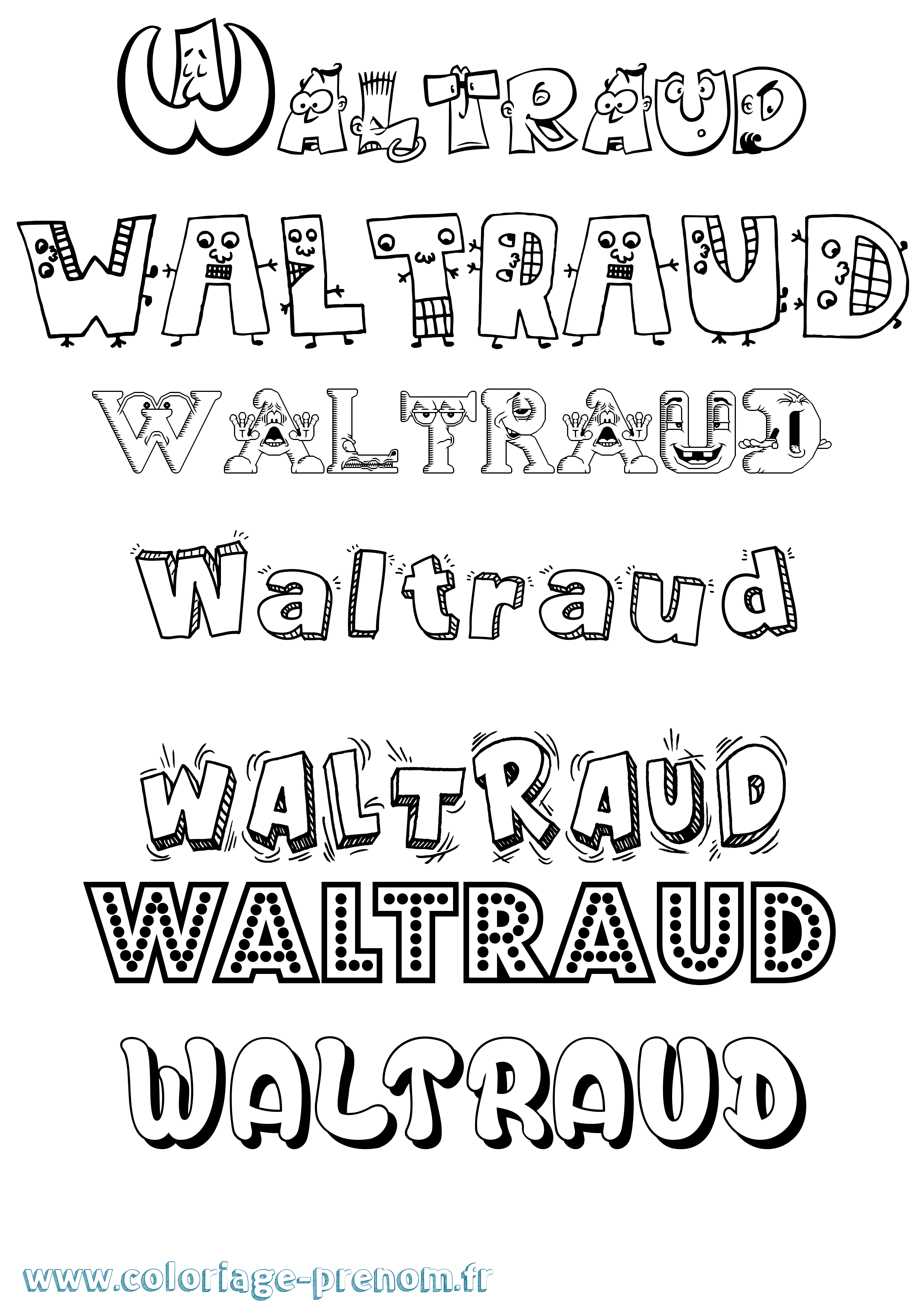 Coloriage Waltraud Fun Coloriage prénom Waltraud Fun