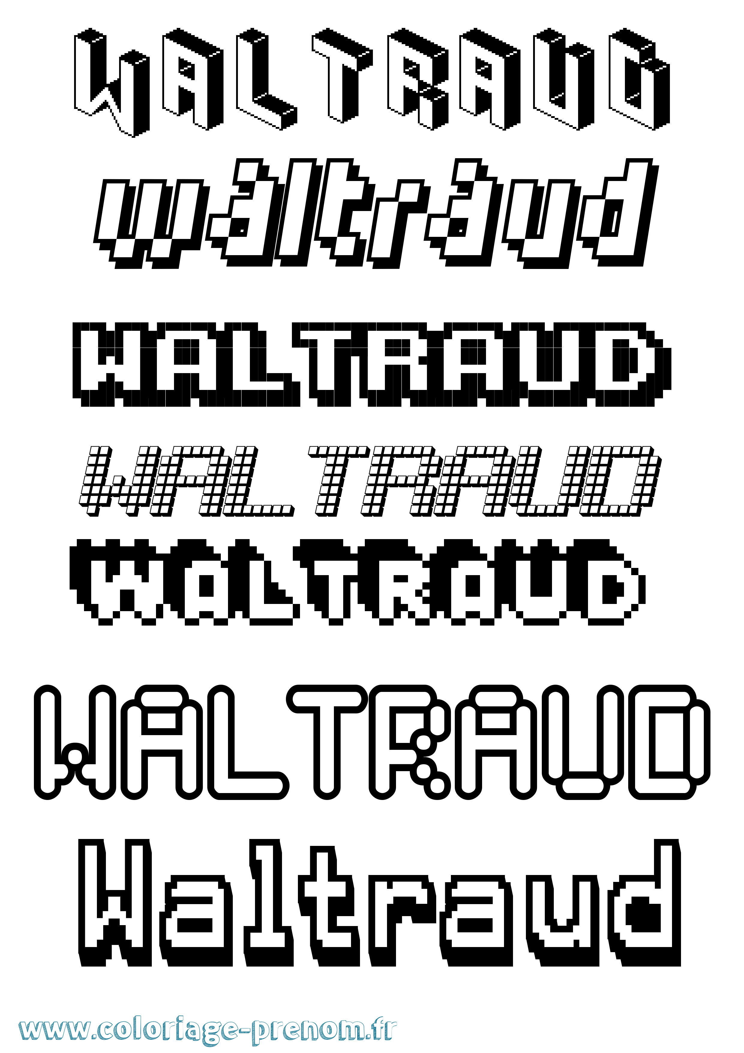 Coloriage Waltraud Pixel Coloriage prénom Waltraud Pixel
