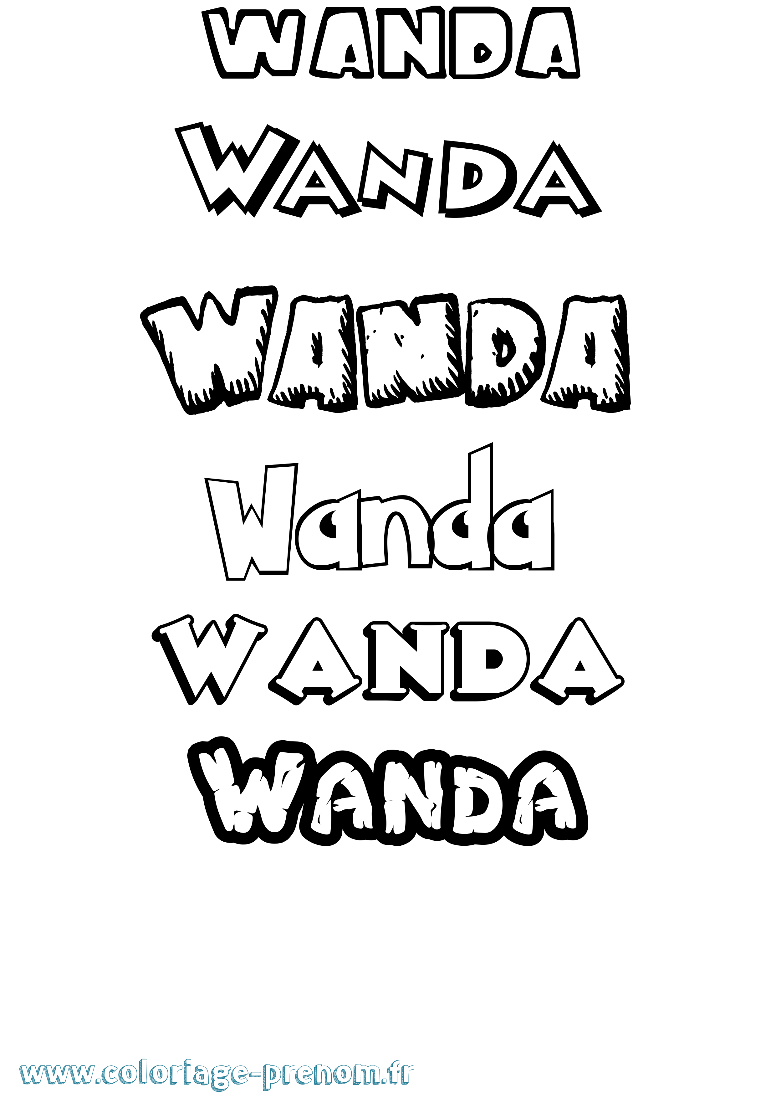 Coloriage Wanda Dessin Animé Coloriage prénom Wanda Dessin Animé