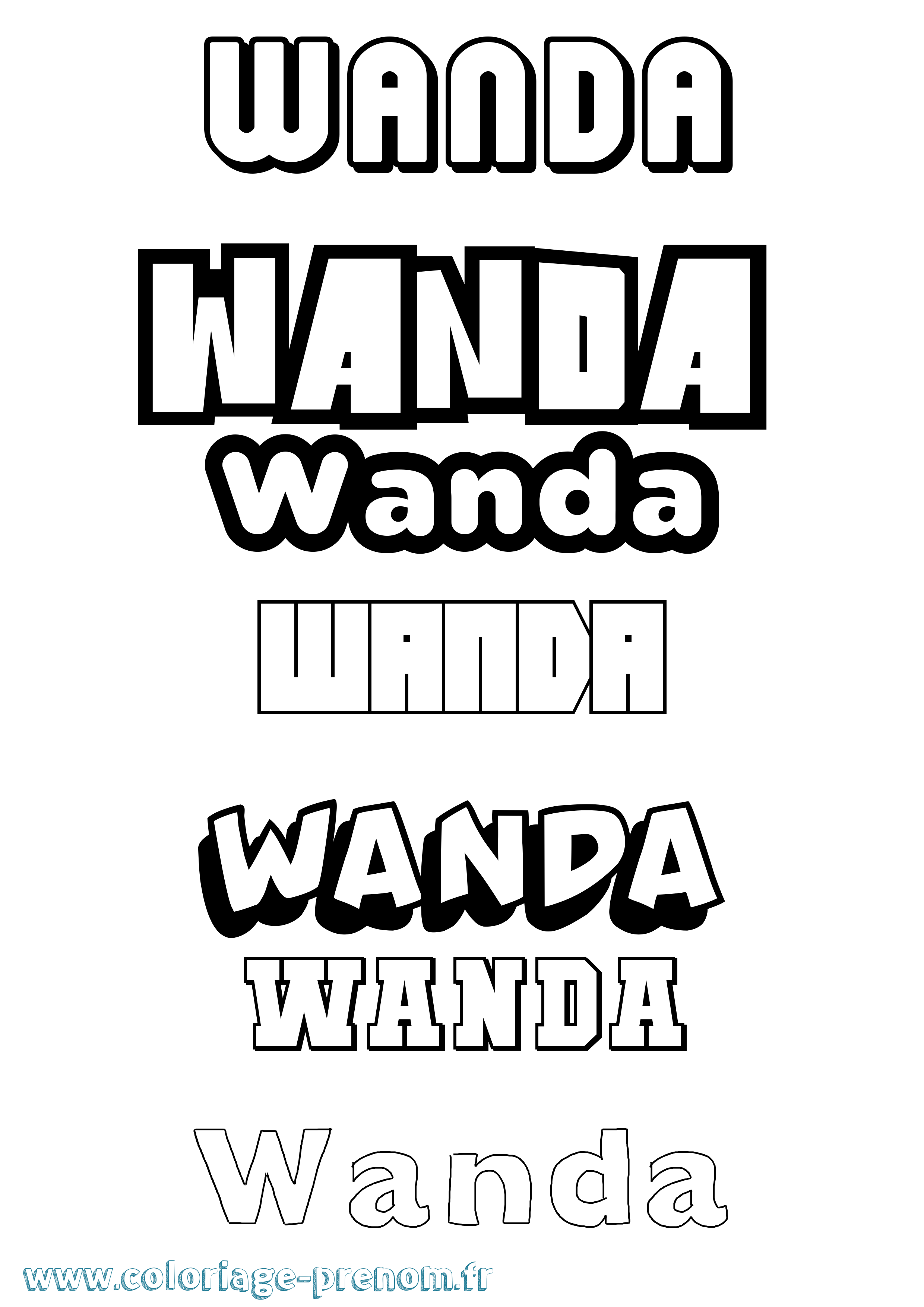 Coloriage Wanda Simple Coloriage prénom Wanda Simple