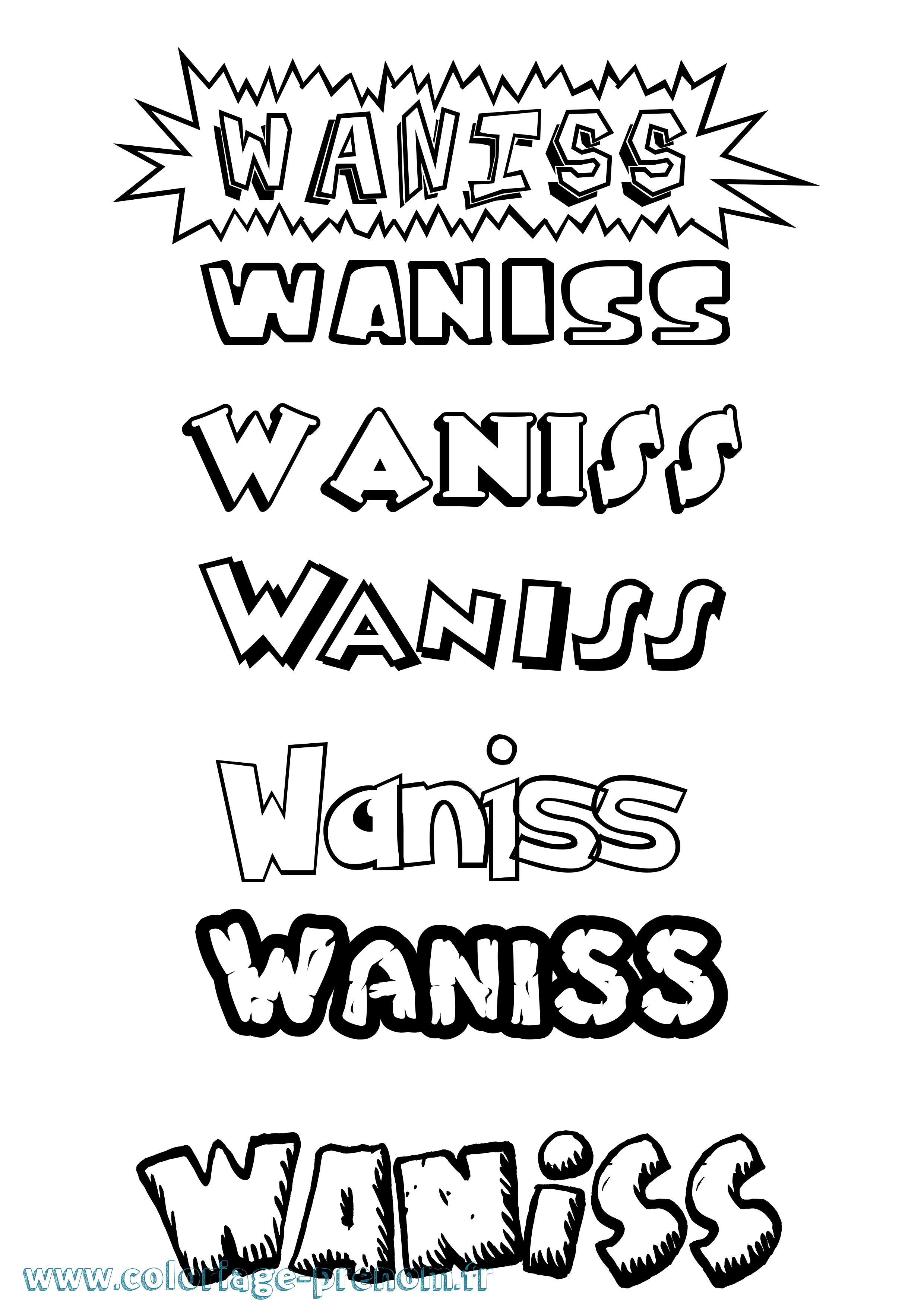 Coloriage Waniss Dessin Animé Coloriage prénom Waniss Dessin Animé