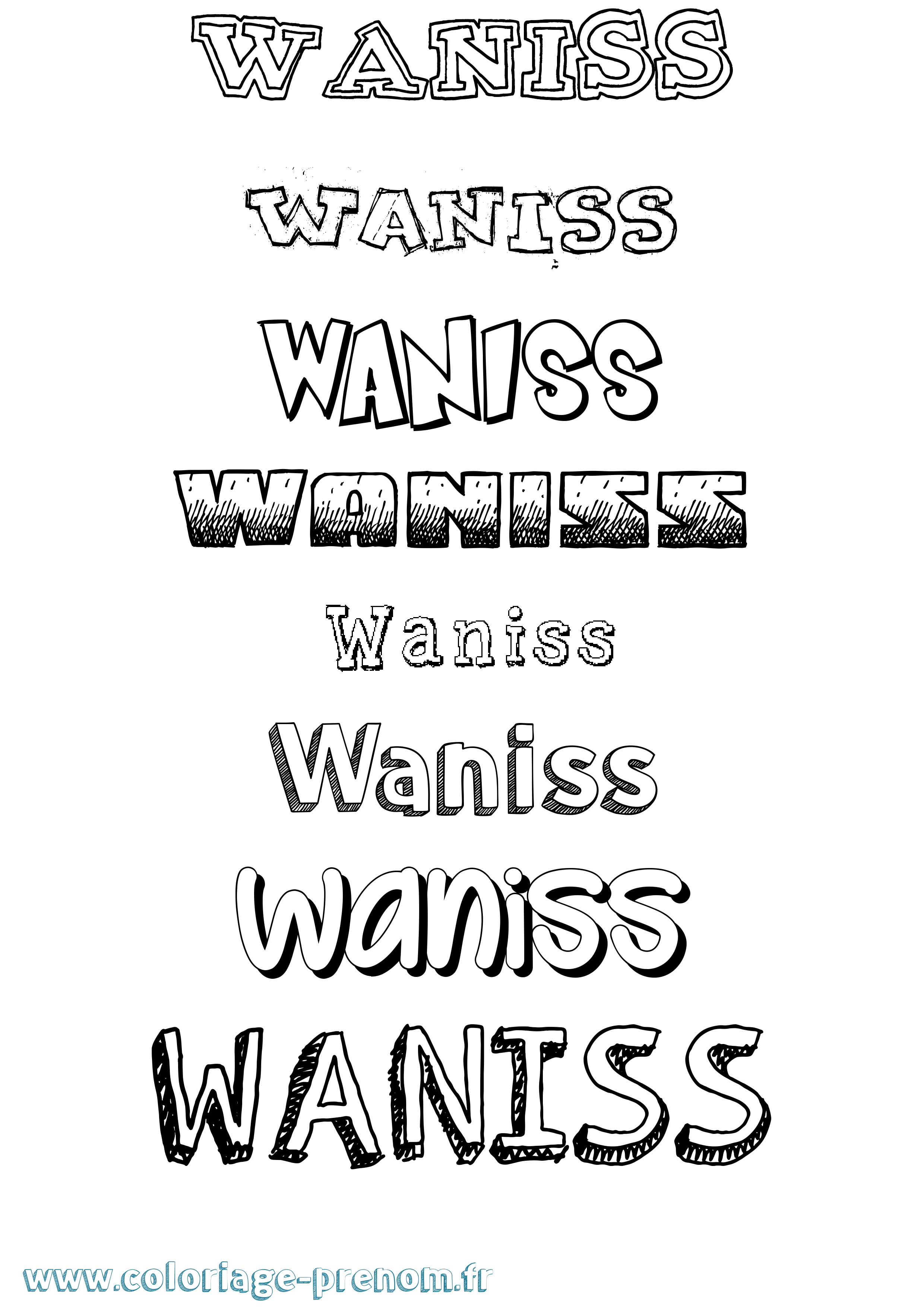 Coloriage Waniss Dessiné Coloriage prénom Waniss Dessiné