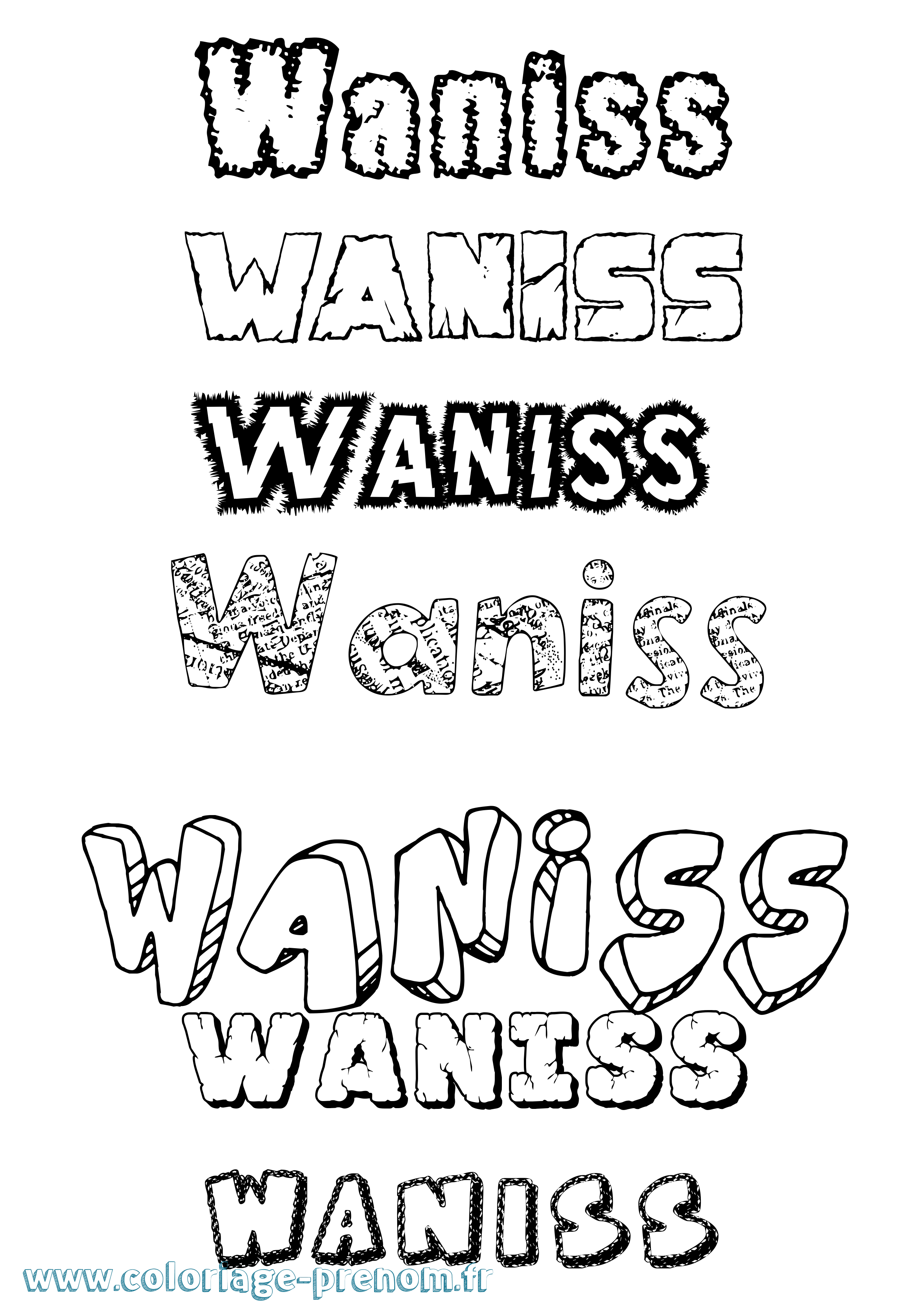 Coloriage Waniss Destructuré Coloriage prénom Waniss Destructuré