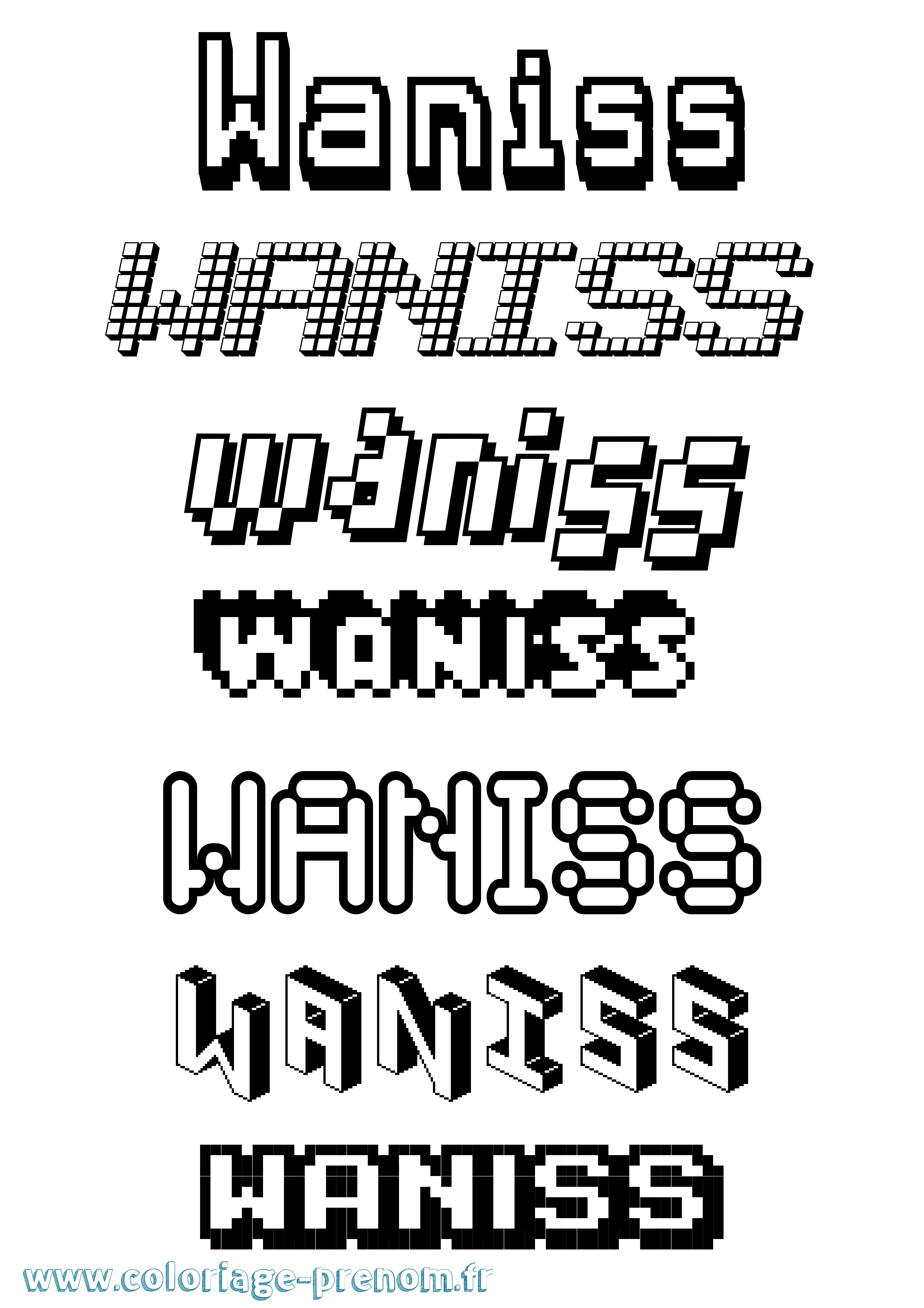 Coloriage Waniss Pixel Coloriage prénom Waniss Pixel