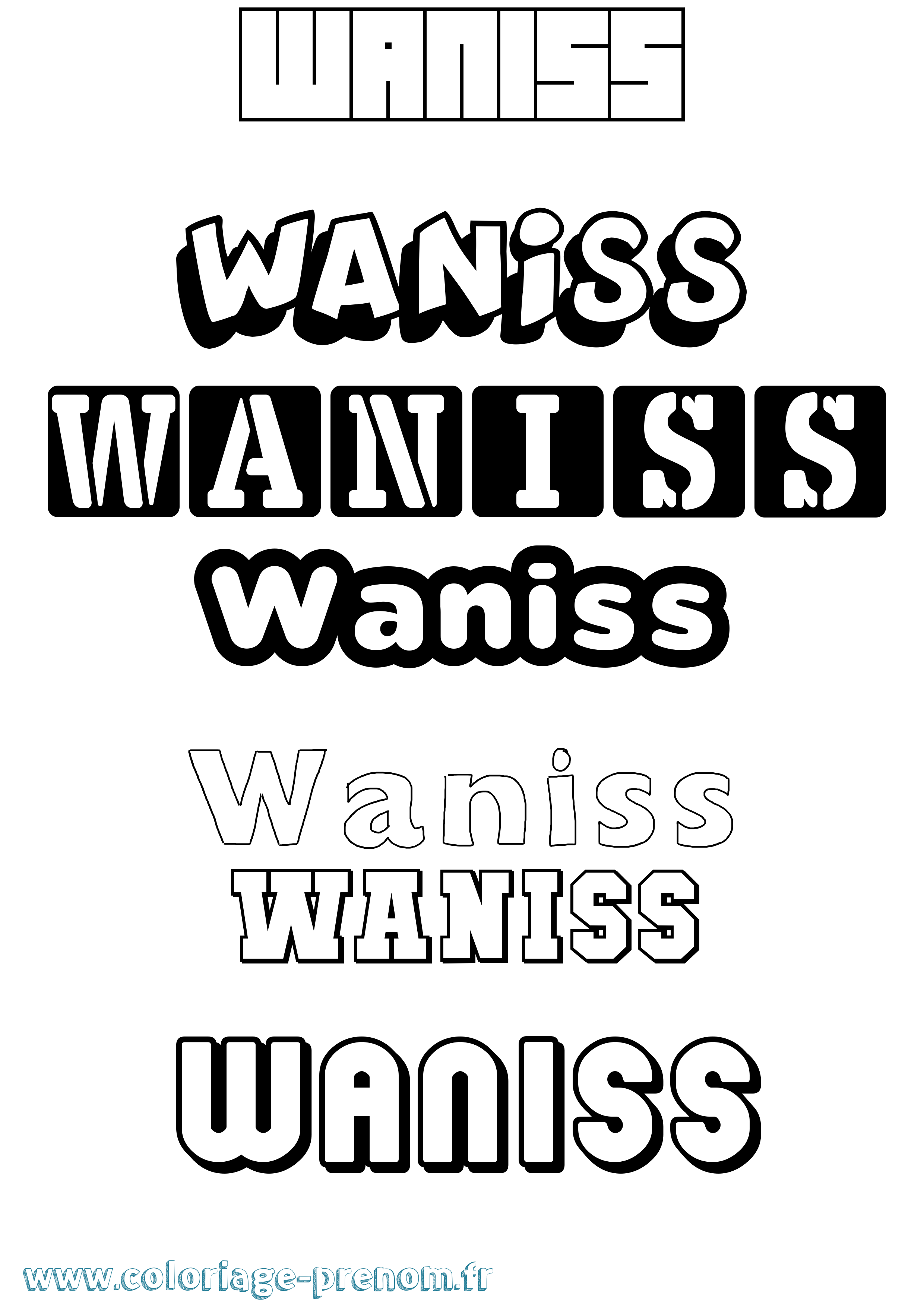 Coloriage Waniss Simple Coloriage prénom Waniss Simple