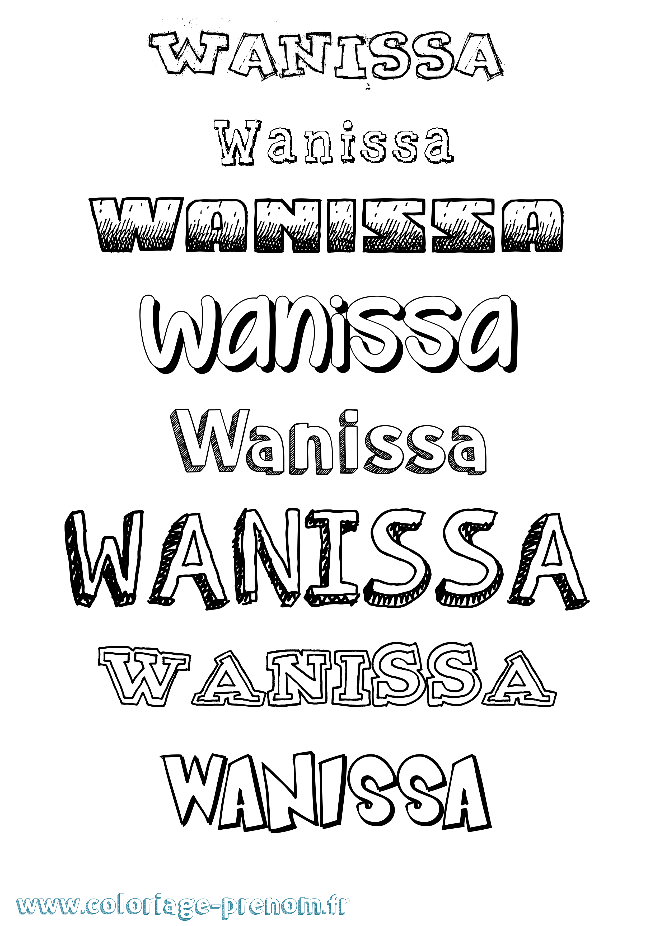 Coloriage Wanissa Dessiné Coloriage prénom Wanissa Dessiné