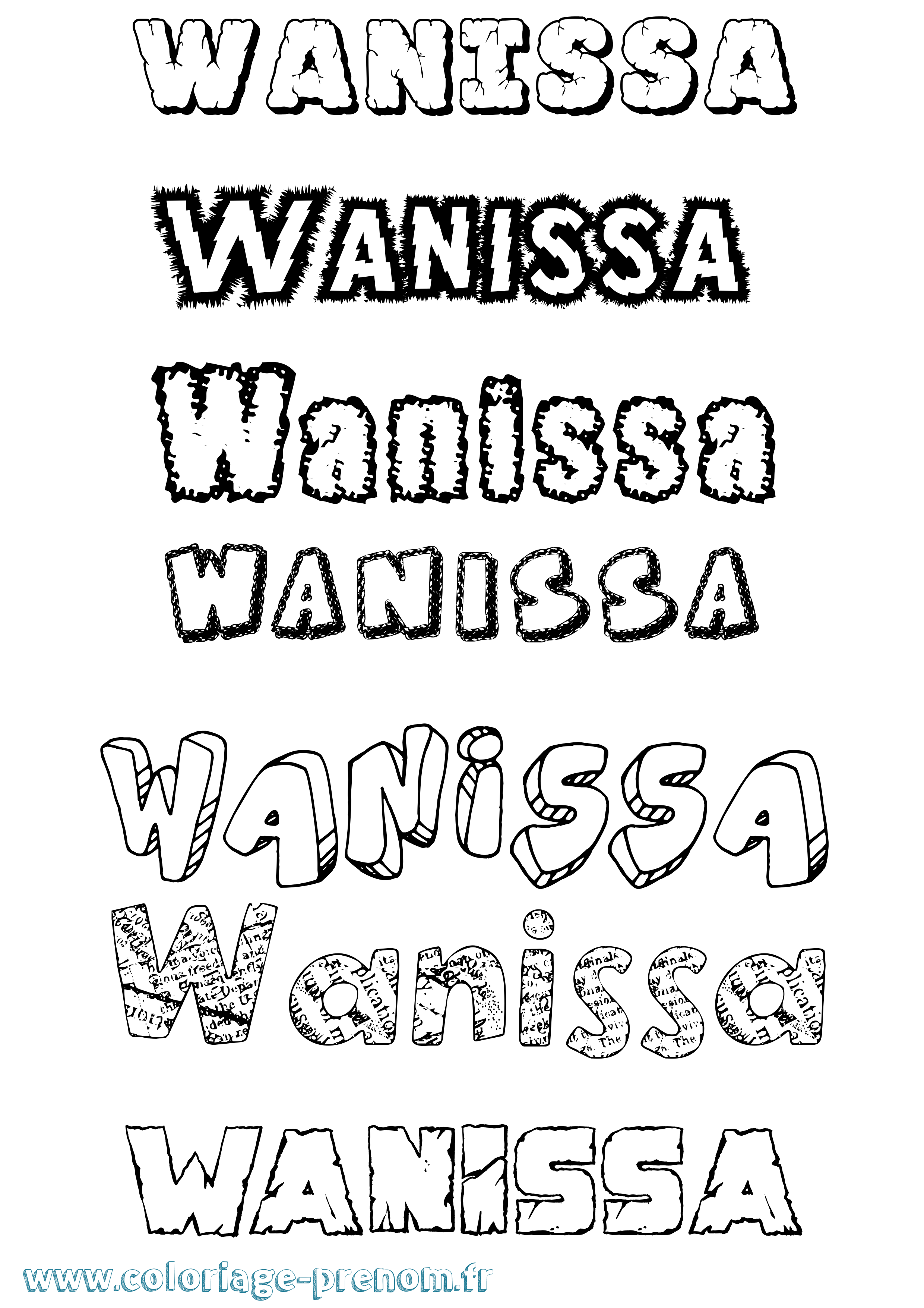 Coloriage Wanissa Destructuré Coloriage prénom Wanissa Destructuré