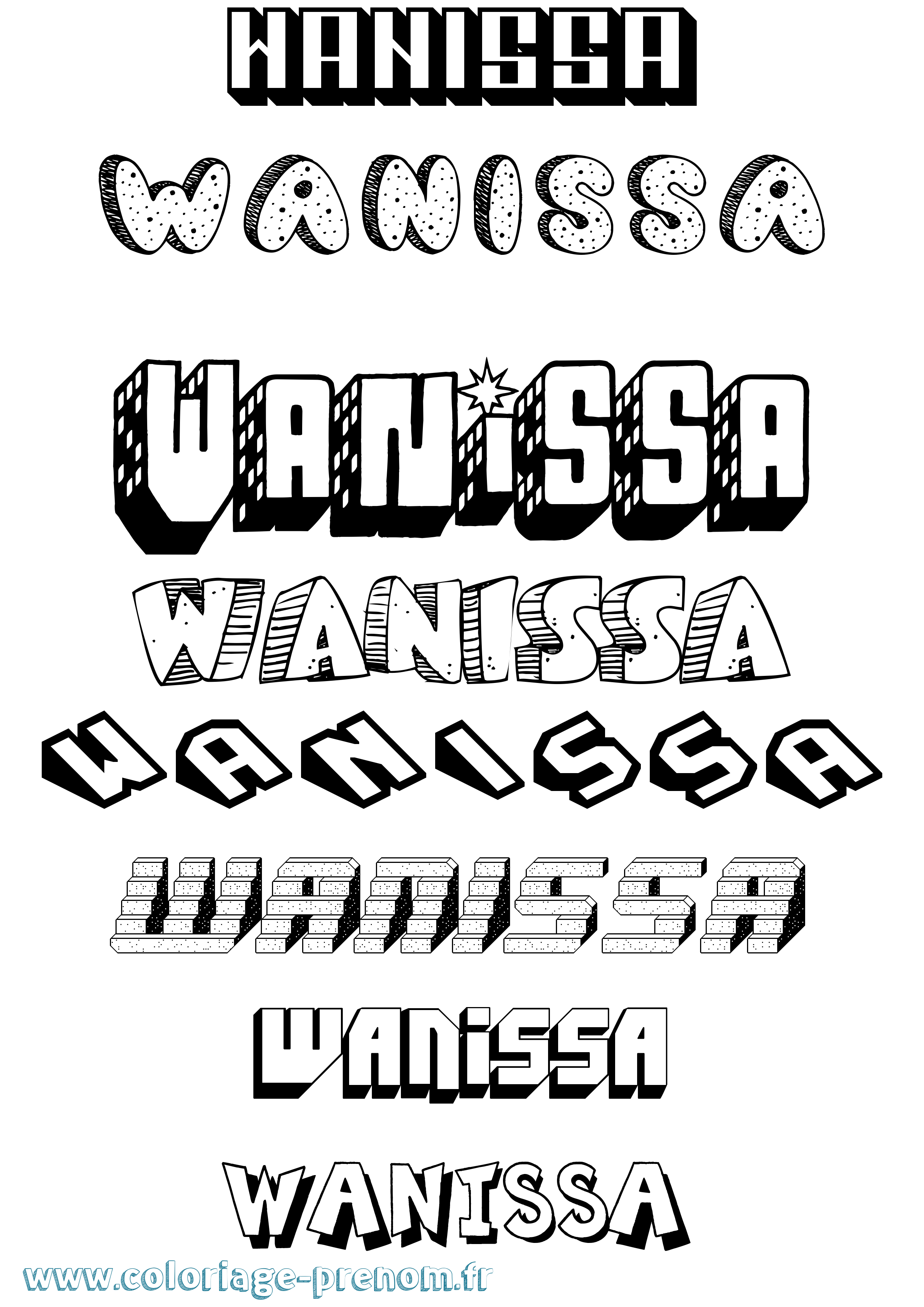 Coloriage Wanissa Effet 3D Coloriage prénom Wanissa Effet 3D