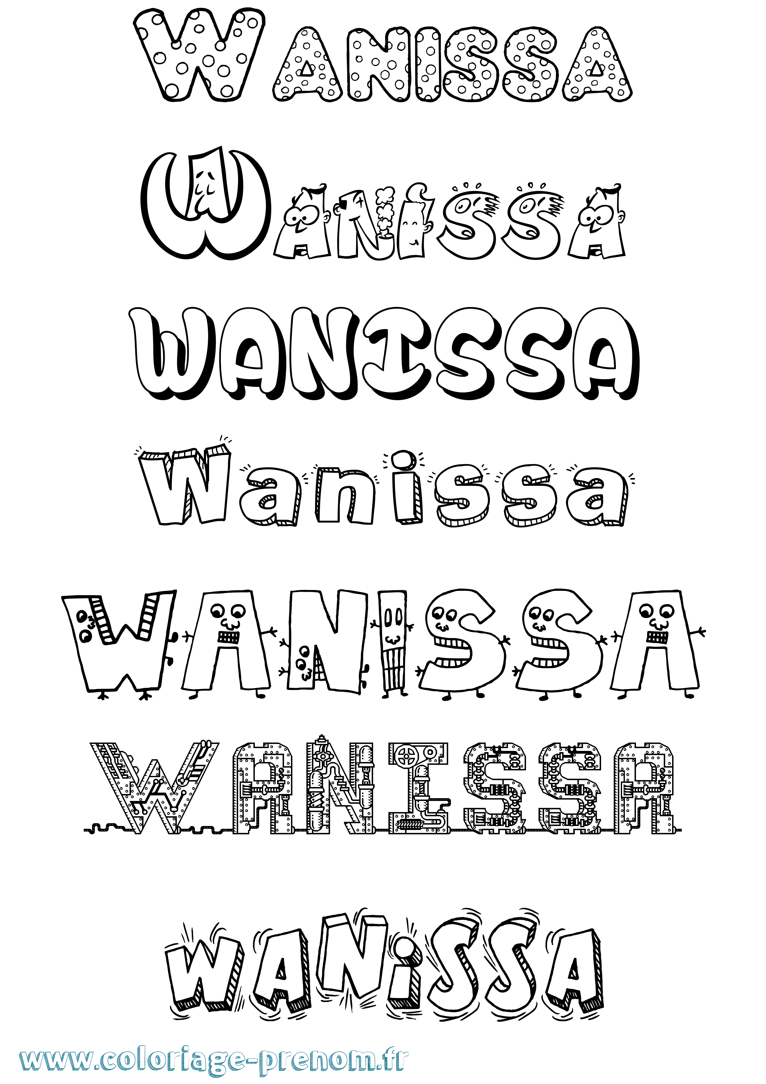 Coloriage Wanissa Fun Coloriage prénom Wanissa Fun