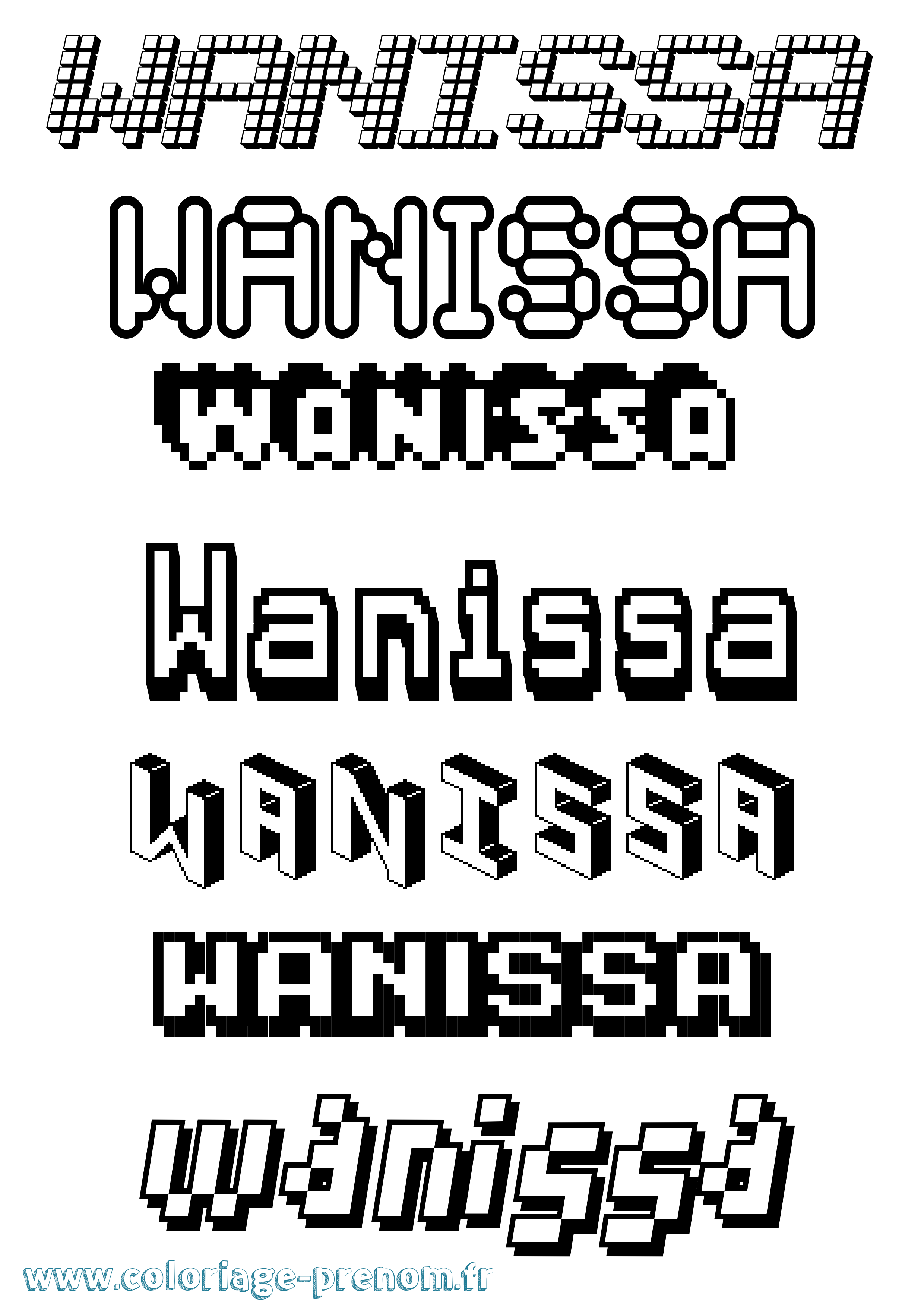 Coloriage Wanissa Pixel Coloriage prénom Wanissa Pixel