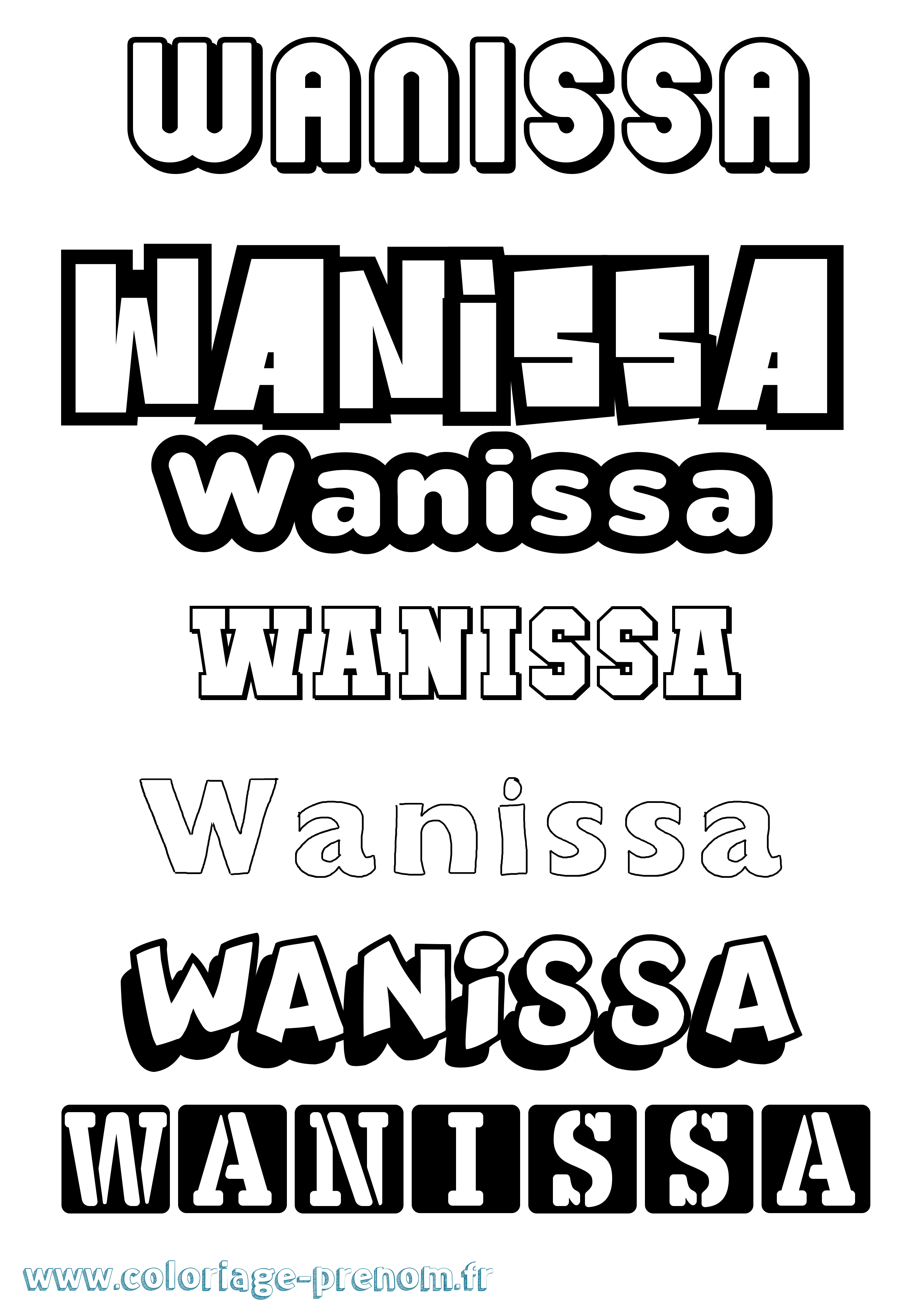 Coloriage Wanissa Simple Coloriage prénom Wanissa Simple
