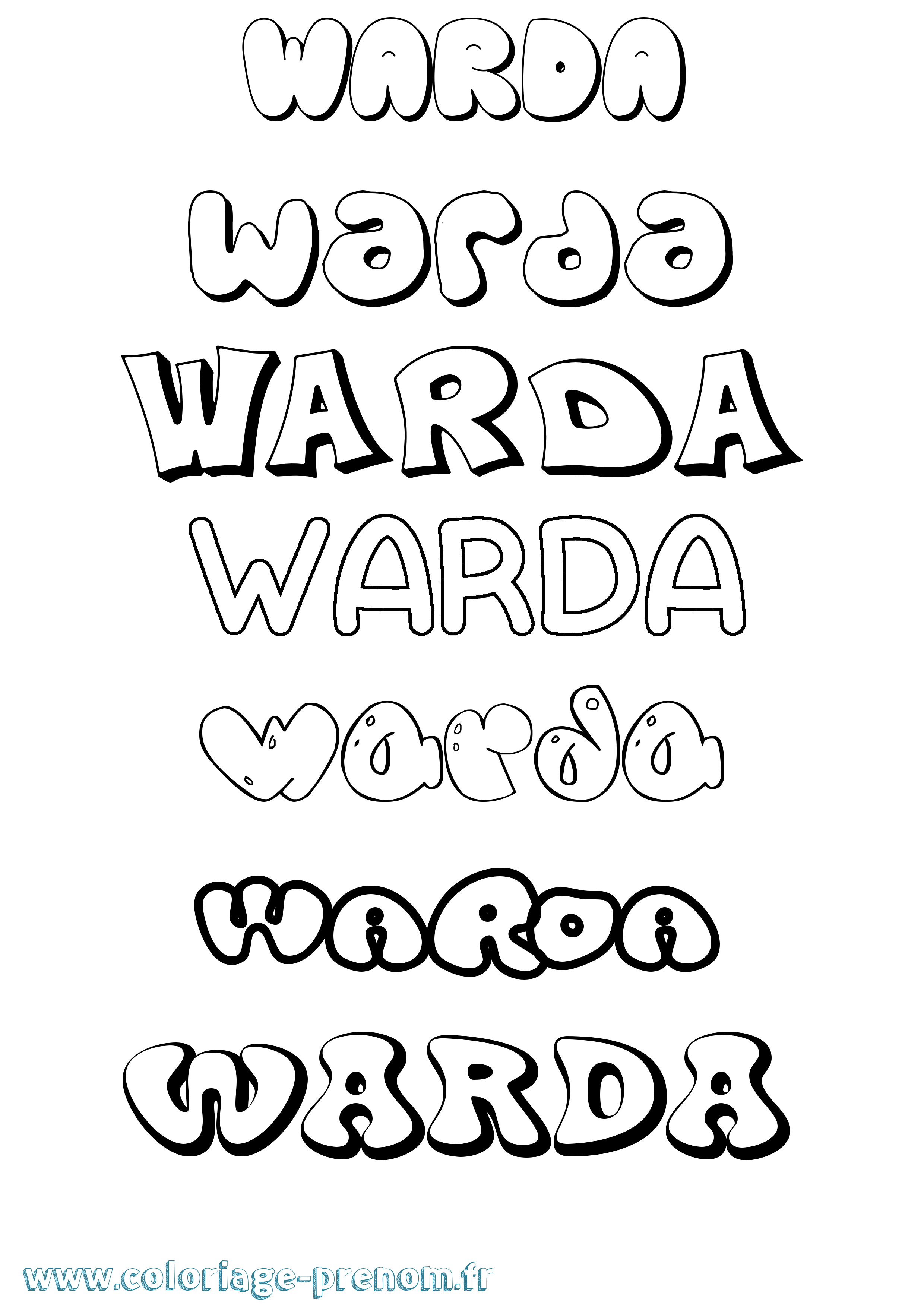 Coloriage Warda Bubble Coloriage prénom Warda Bubble
