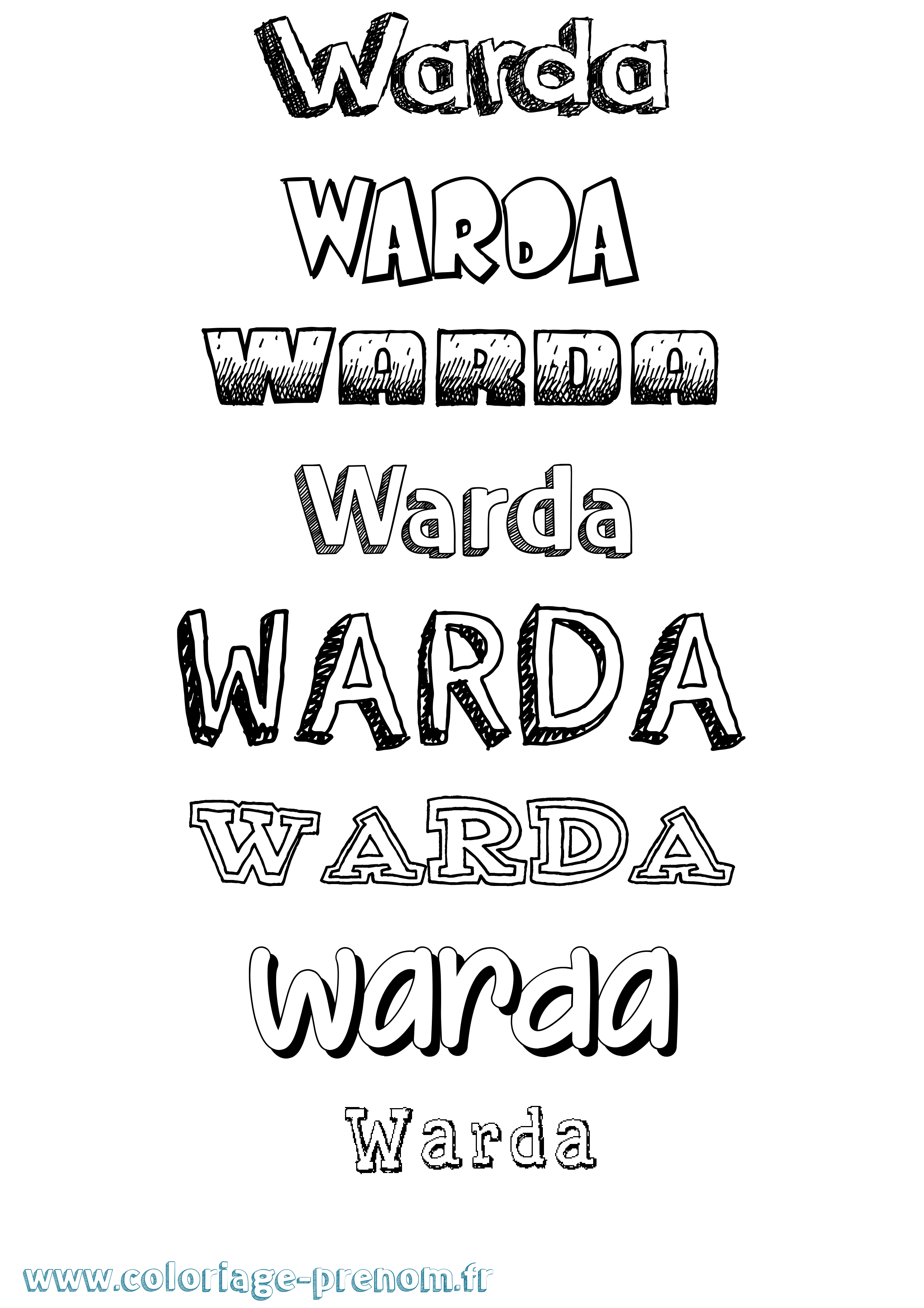 Coloriage Warda Dessiné Coloriage prénom Warda Dessiné