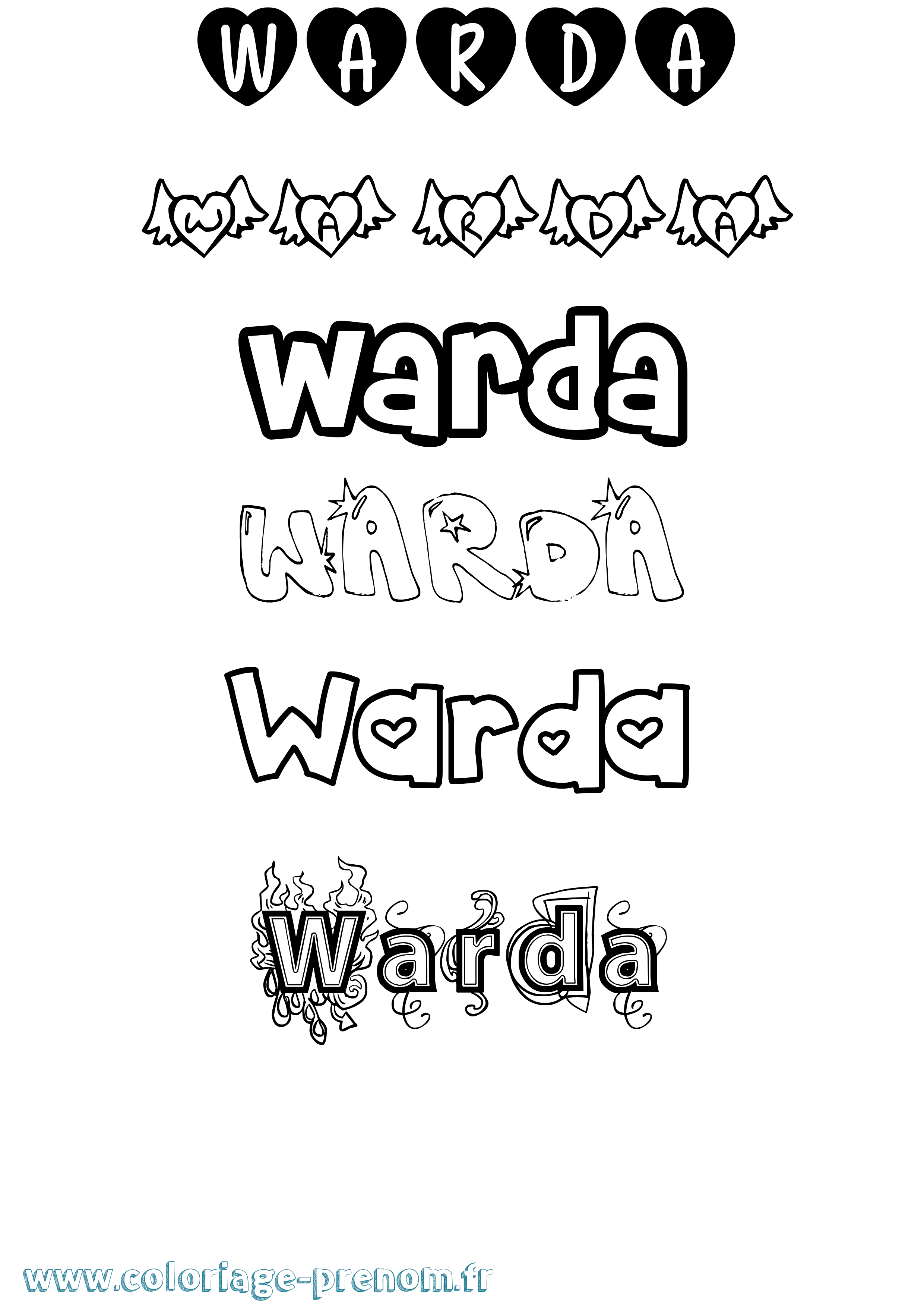 Coloriage Warda Girly Coloriage prénom Warda Girly