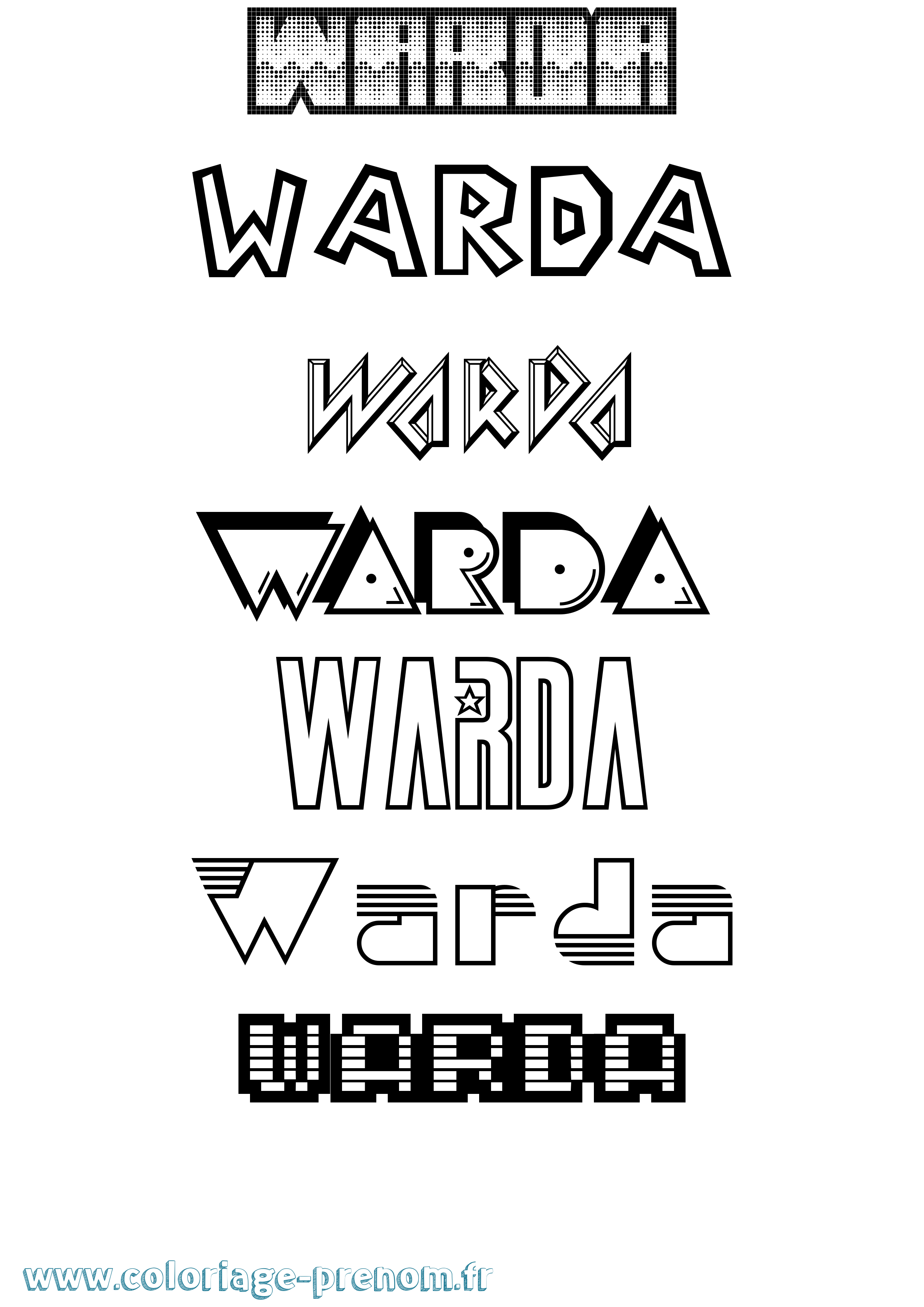 Coloriage Warda Jeux Vidéos Coloriage prénom Warda Jeux Vidéos